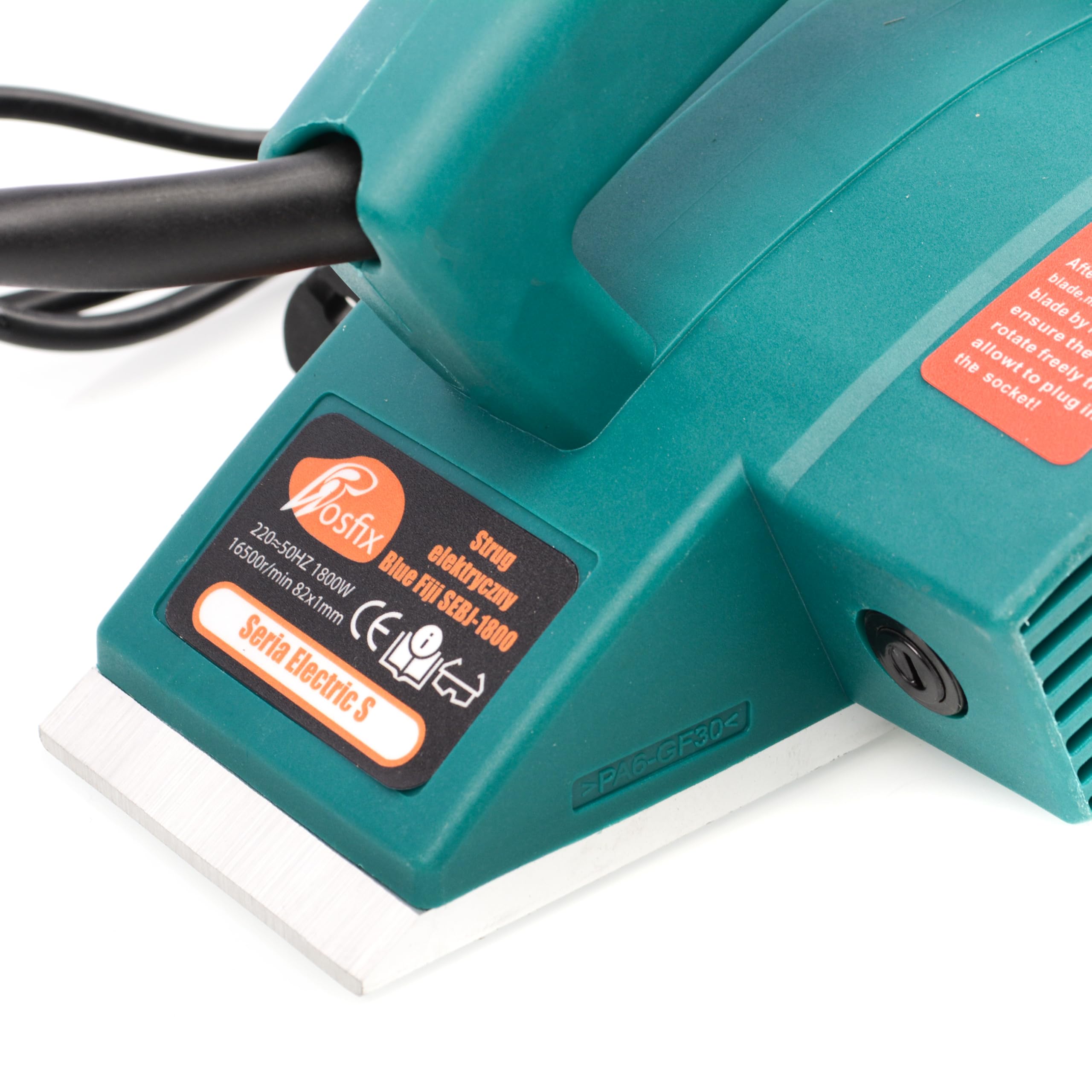 Rosfix Strug Eletttrico Blue Fiji SEBJ-1800 – 1500W, 16000 giri/min, 82mm | Regolazione 0–1,5mm, Lame Acciaio, 230V | Pialla per Legno Professionale | Utensile da Falegnameria