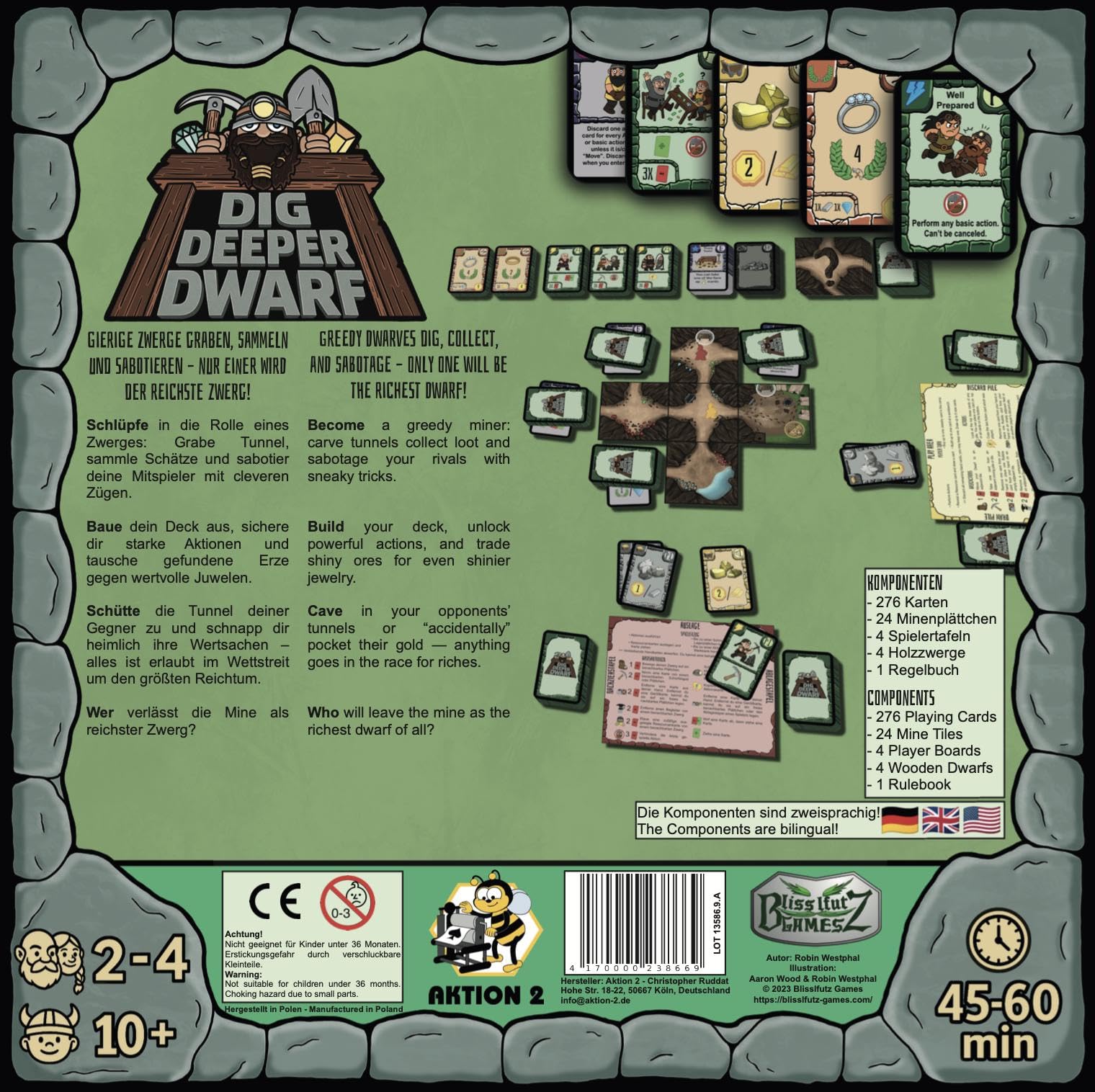 Dig Deeper Dwarf – Taktisches Deckbuilding-Brettspiel für 2–4 Spieler | Strategisches Gesellschaftsspiel mit Sabotage-Spaß für Familie & Erwachsene | 45–60 Min | ab 10 Jahren | Deutsch/Englisch