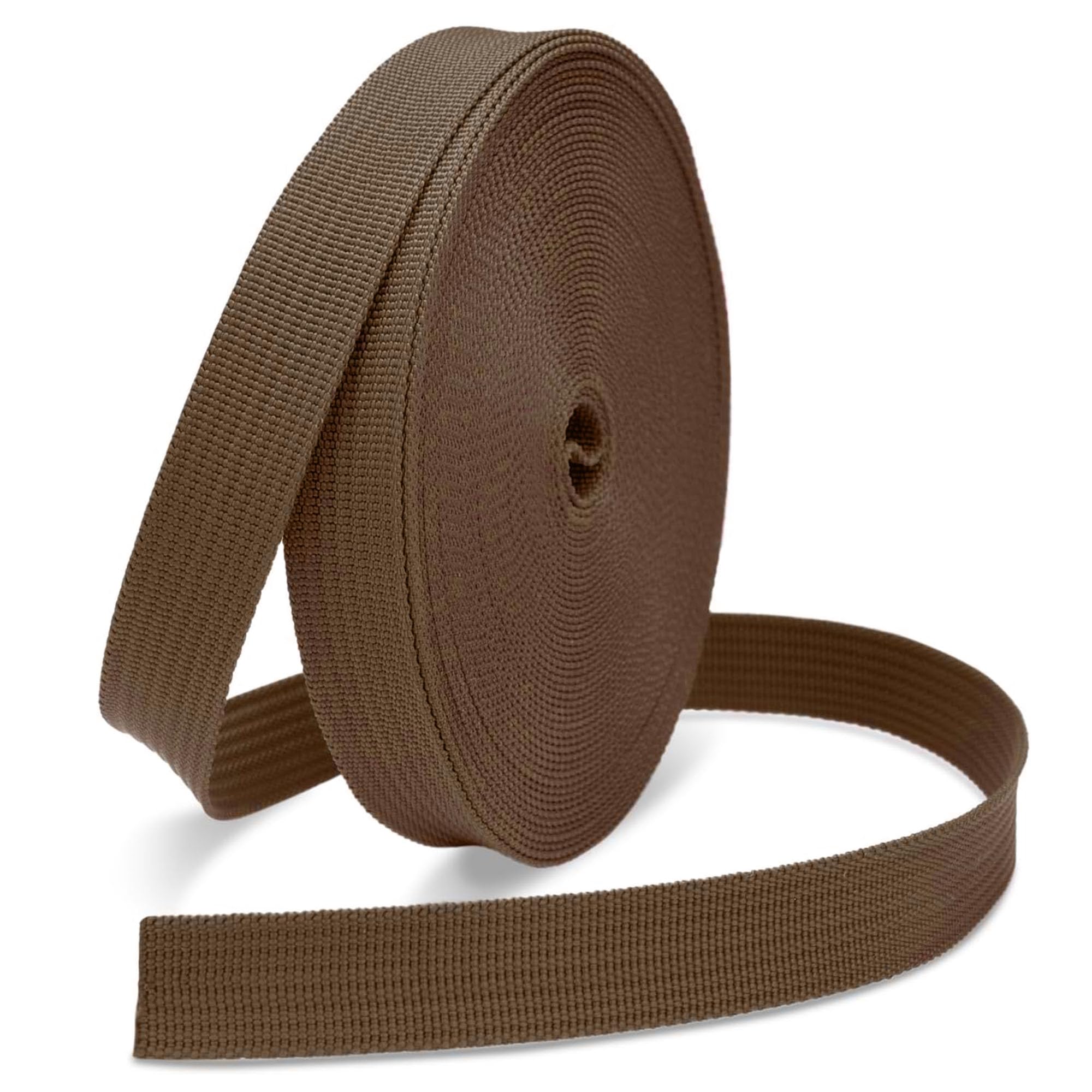 JMZLLRX 1 Inch Polypropylene Webbing Strap, 11 Meters Woven Webbing Straps for Backbag, DIY Crafting, Pet Collar, Outdoor Gear, Light Brown — image 1