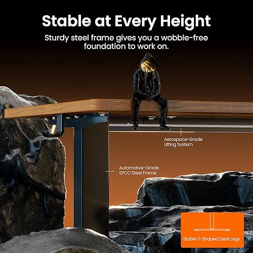 Miniatura 5 de ErGear Escritorio eléctrico de pie ajustable en altura, escritorio de pie de 48 x 24 pulgadas, escritorio de oficina en casa con memoria para Marrón