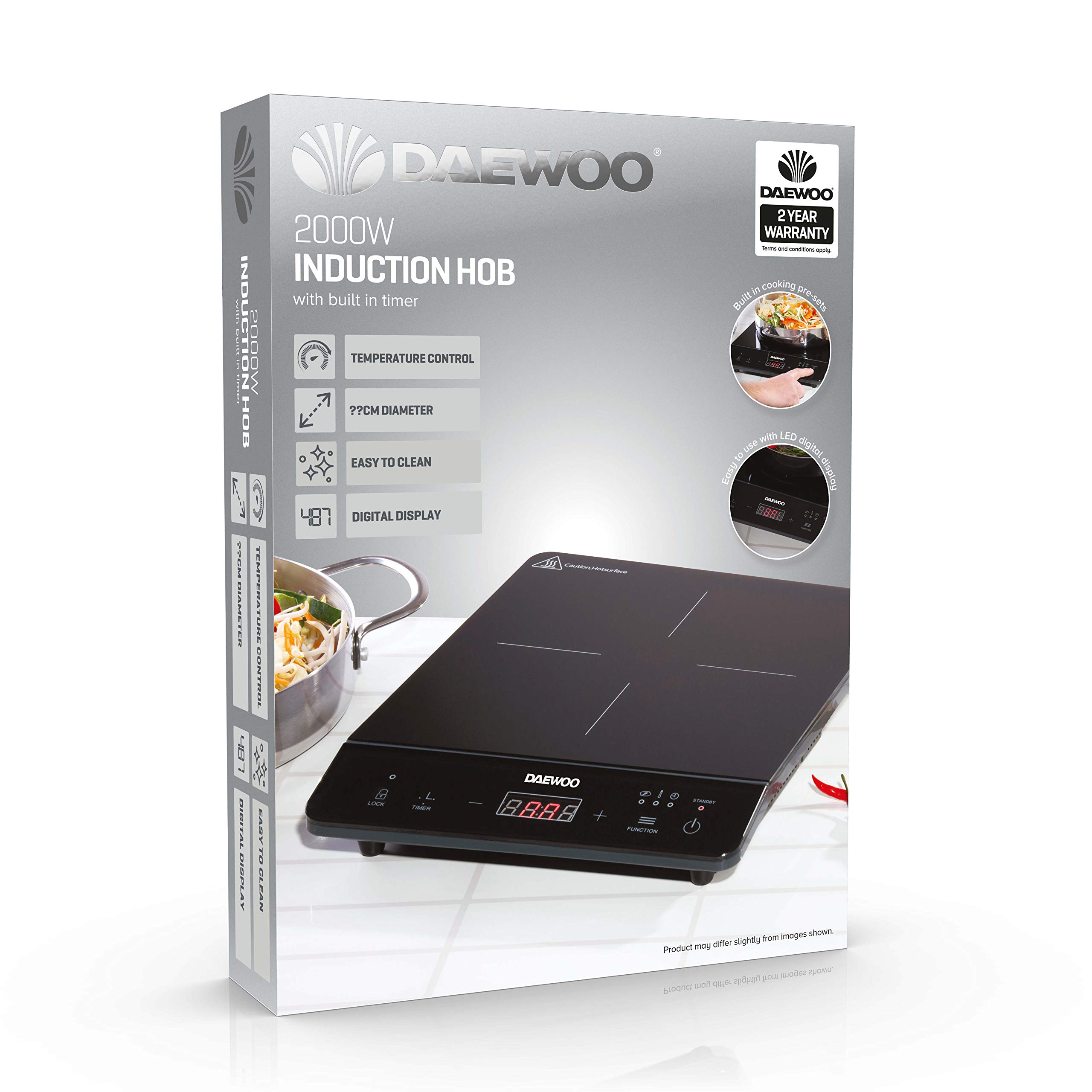 Buy Daewoo 2000W Electric Single Induction Hob with BuiltIn Timer and