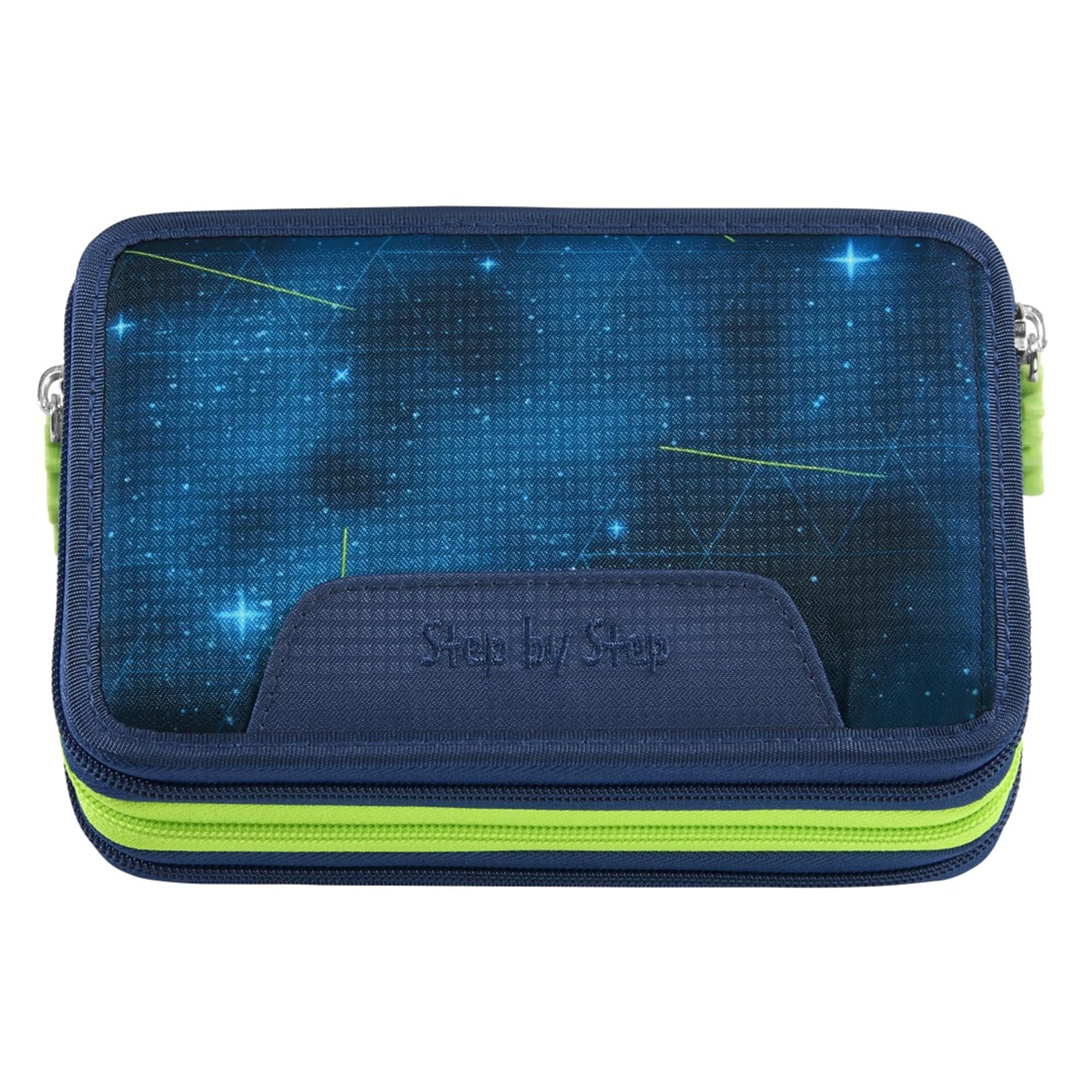 Step by Step XXL-Mäppchen „Starship Galactus“ 43-teilig, blau, Raumschiff-Design, vorbestückt mit Schreibutensilien