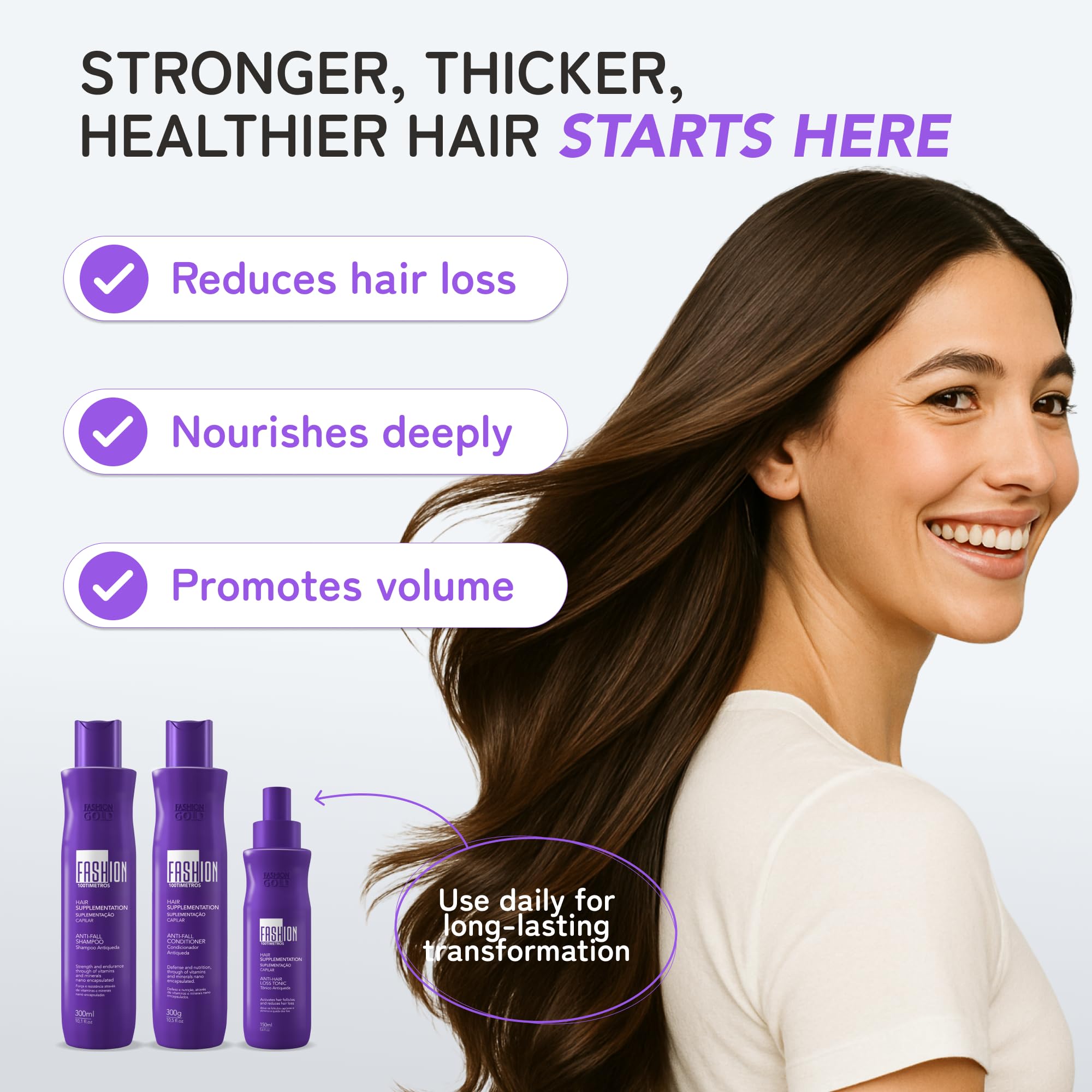 KIT 100Timetros Anti-thinning | AntiQueda FASHION GOLD