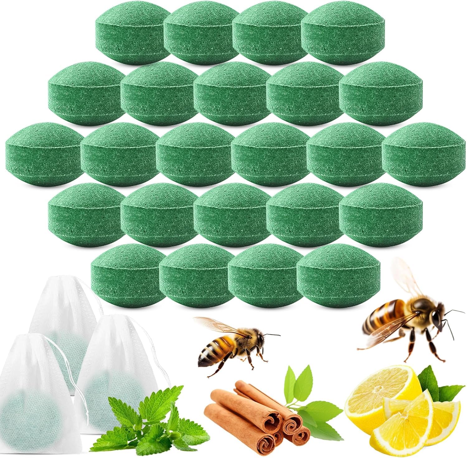 Natural Bee and Wasp Repellent 24 Pack - Peppermint Oil Wasp Repellent Outdoor Garden, Natural Bee Wasp Deterrent for Outside Patio Garden Home, Quick and Easy Repel Hornet Bug, Pets Family Safe