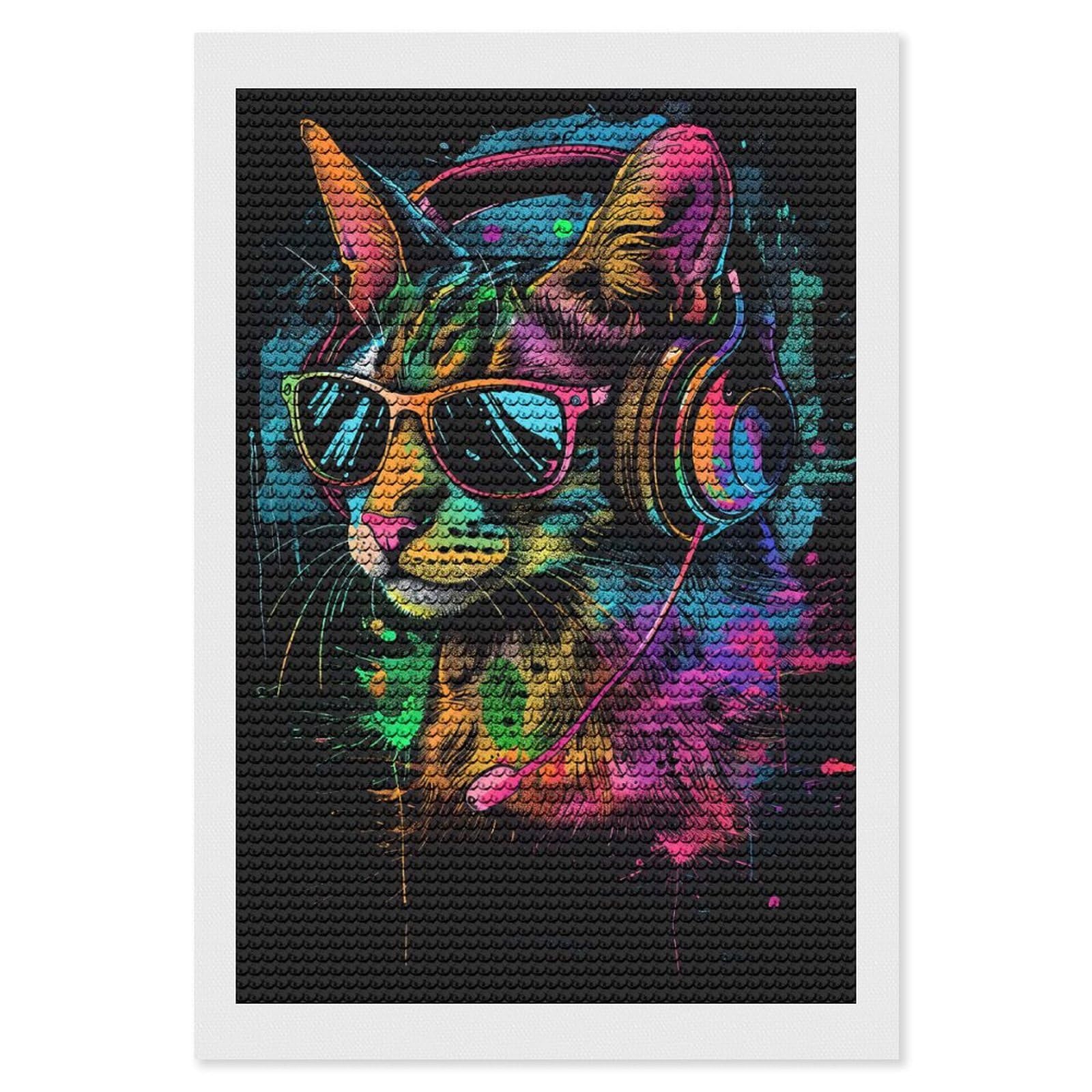 Junmoney Fossa Colorful Diamond Art Canvas 8"x12", Easy Handmade Project, Complete Accessories, Bedroom Decor, Birthday Gift
