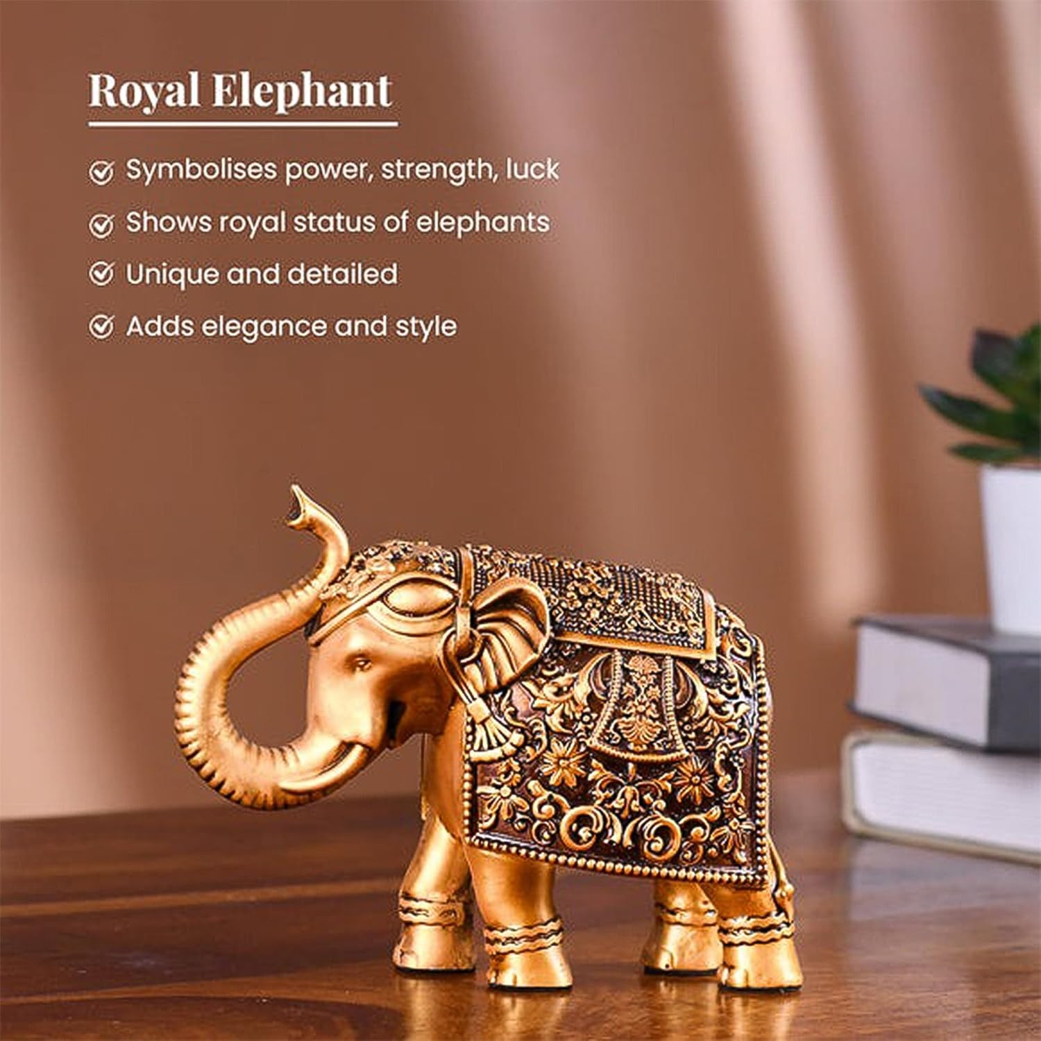 Royal Elephant Statue | Set of 2 Figurine | Elephant Family Statue Showpiece Figurines Feng Shui Vastu Lucky Decor | Room Decorative Items for Home Decor Office Desk Gift for Women - Image 5