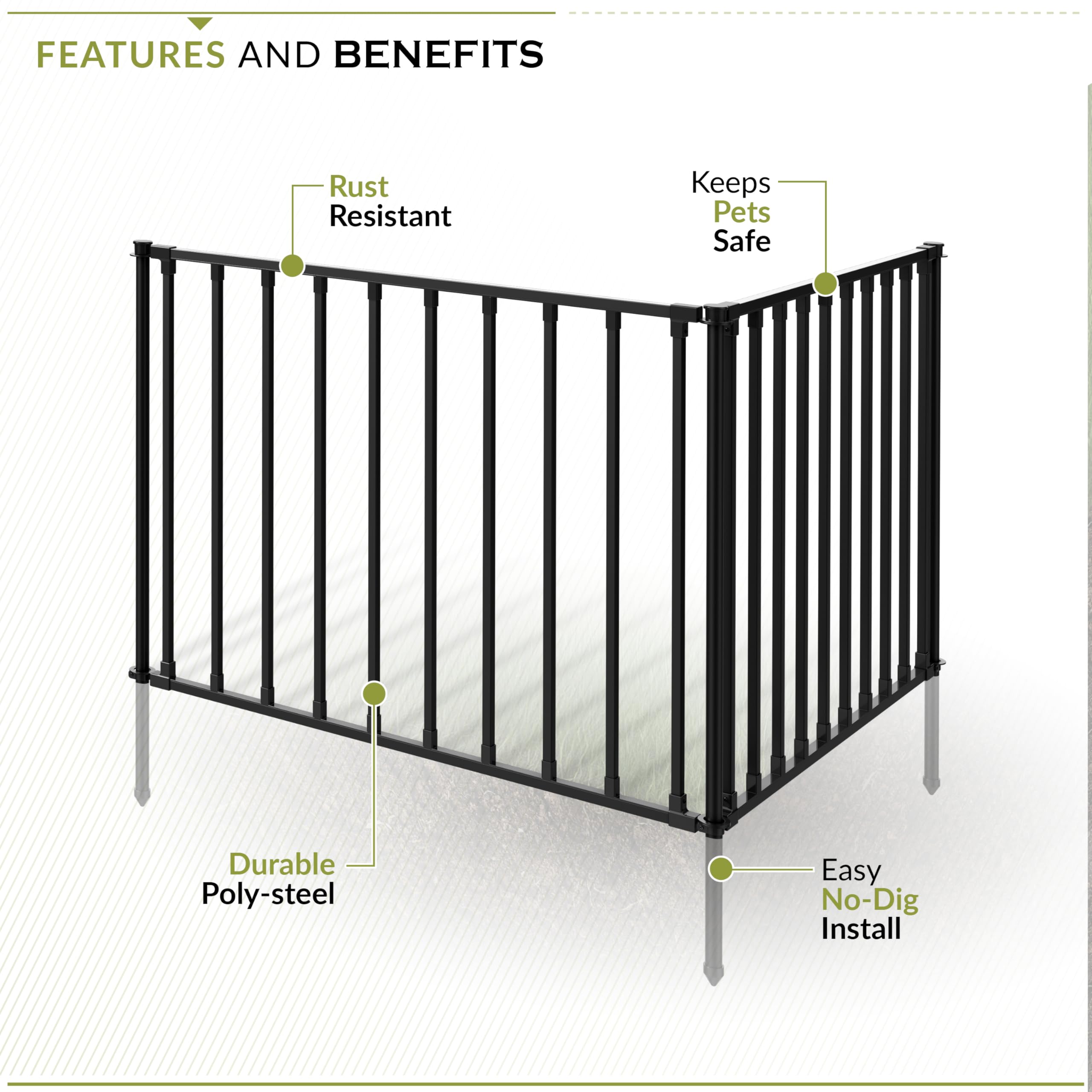 35in H x 42in W (2 Panels) No Dig Zippity Zurich Fence Kit, Poly
