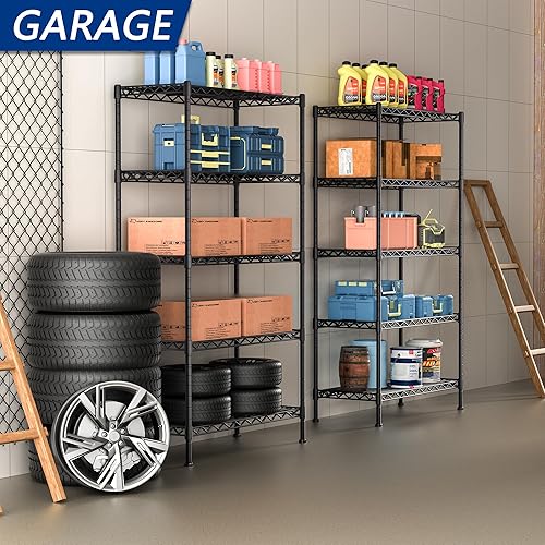 Miniatura 4 de Estantería de almacenamiento ajustable de 5 estantes, estante de alambre organizador de metal para lavandería, baño, cocina, despensa, armario,