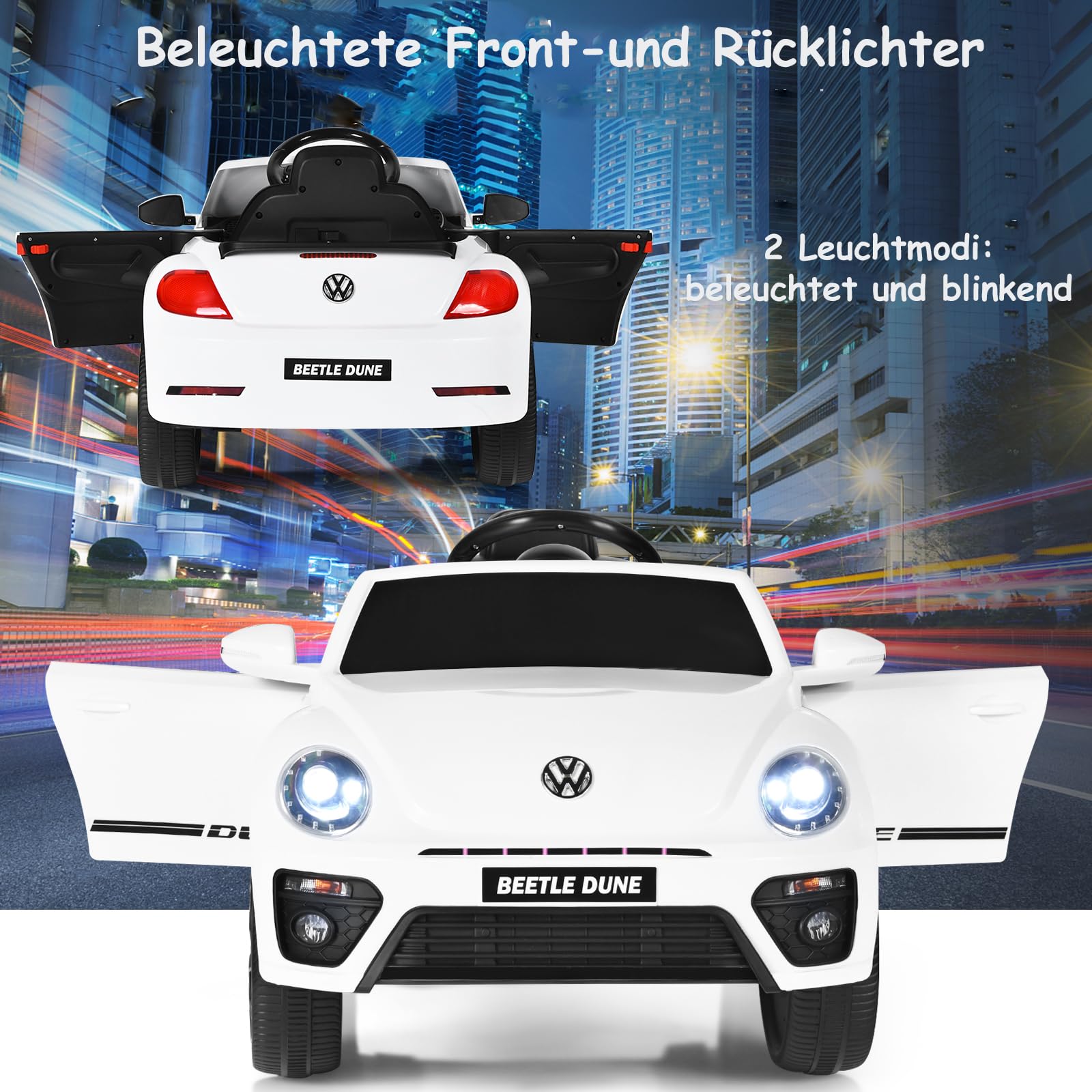DREAMADE Elektroauto für Kinder, 12V Kinderfahrzeug mit 2,4G Fernbedienung, Kinderauto elektrisch mit LED-Licht & Musik & Sicherheitsgurt, Elektrofahrzueg für Kinder ab 3 Jahre (Weiß)