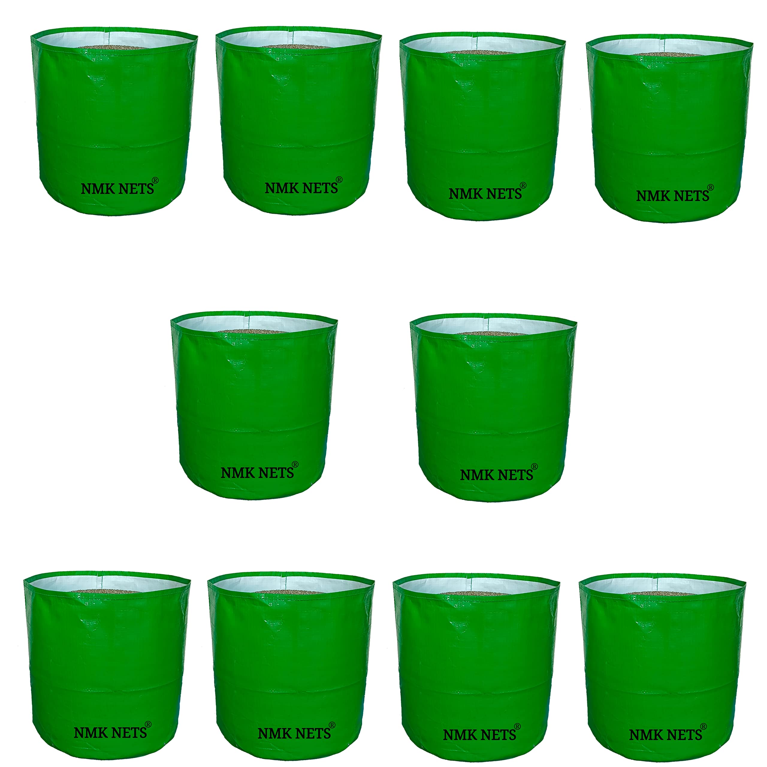 NMK NETS Terrece Gardening Leafy Vegetable Green Grow Bag HDPE Heavy Duty 260 GSM (9" X 9" Inch) Pack of 10 (Green-White) (B0B53Z6T2Y) Amazon Price History, Amazon Price Tracker