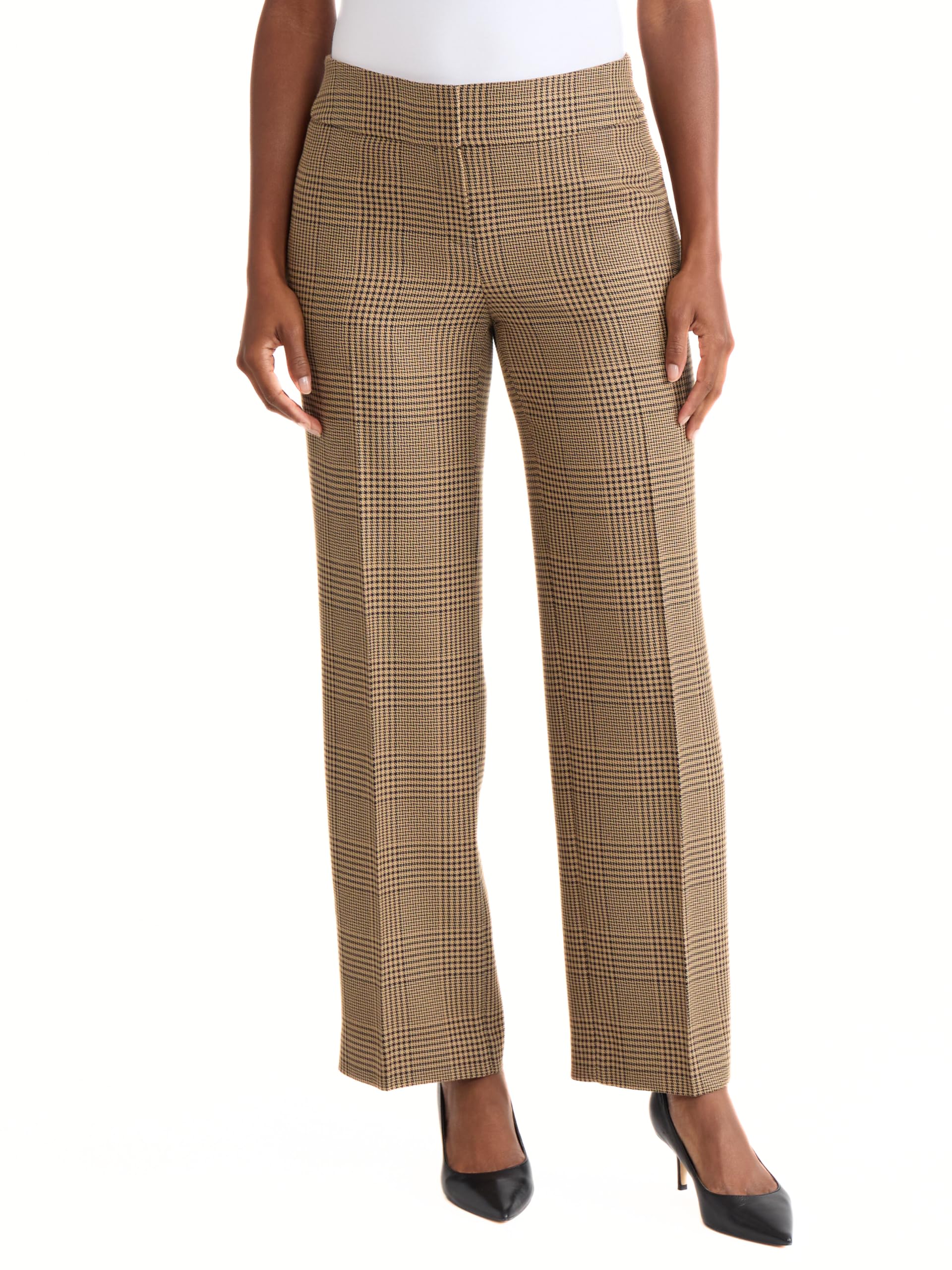 Kasper Womens Glen Plaid Wide Leg Pant