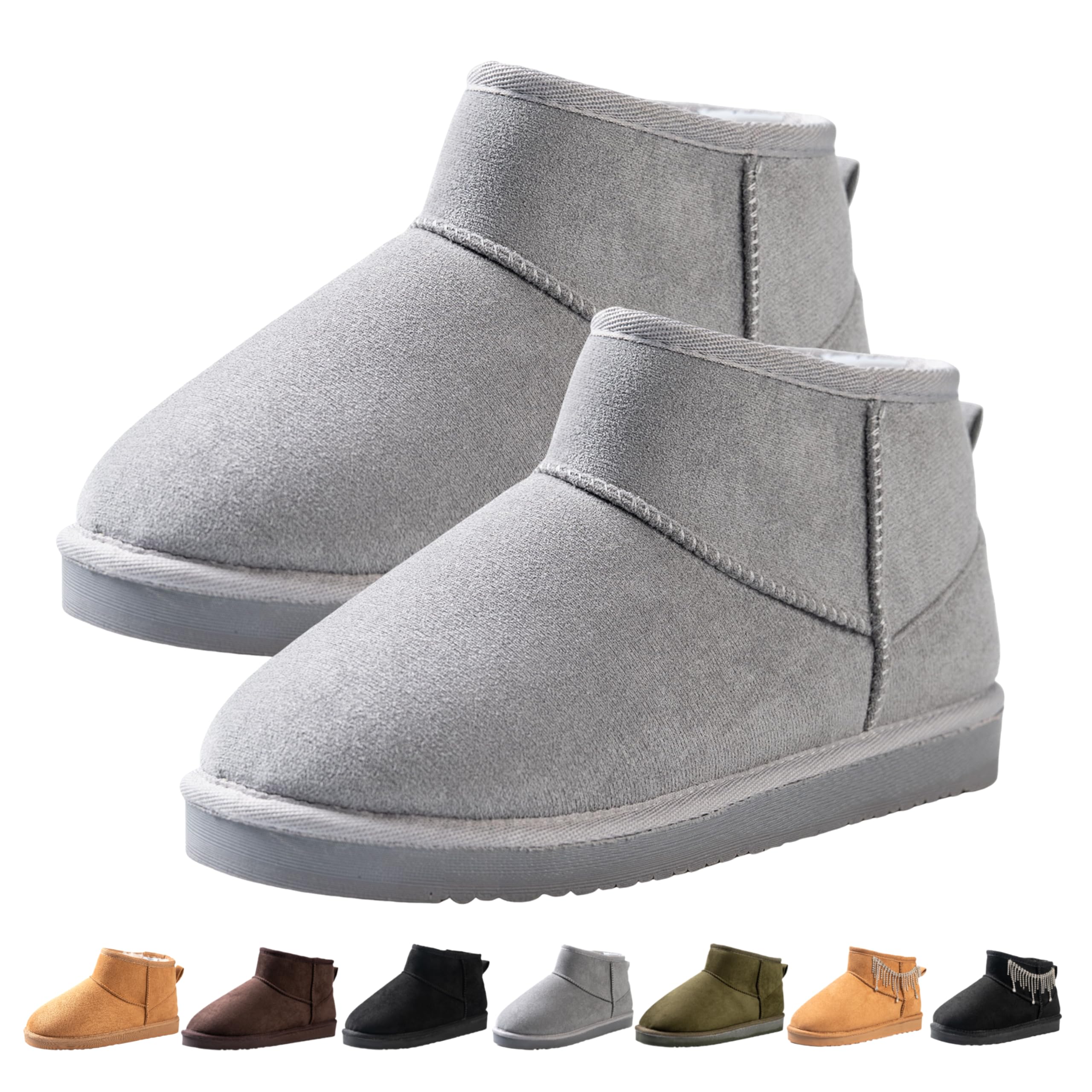 E E EMPTY ENTIRE Mini Snow Boots for Women, Lightweight Ankle Snow Boots, Non-slip Suede Womens Boots for Outdoor Indoor