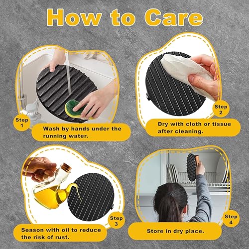 Miniatura 7 de AIVIKI Prensa de hamburguesas, prensa de hamburguesas para parrilla Blackstone, hierro fundido resistente, redonda de 6.9 pulgadas, con mango de