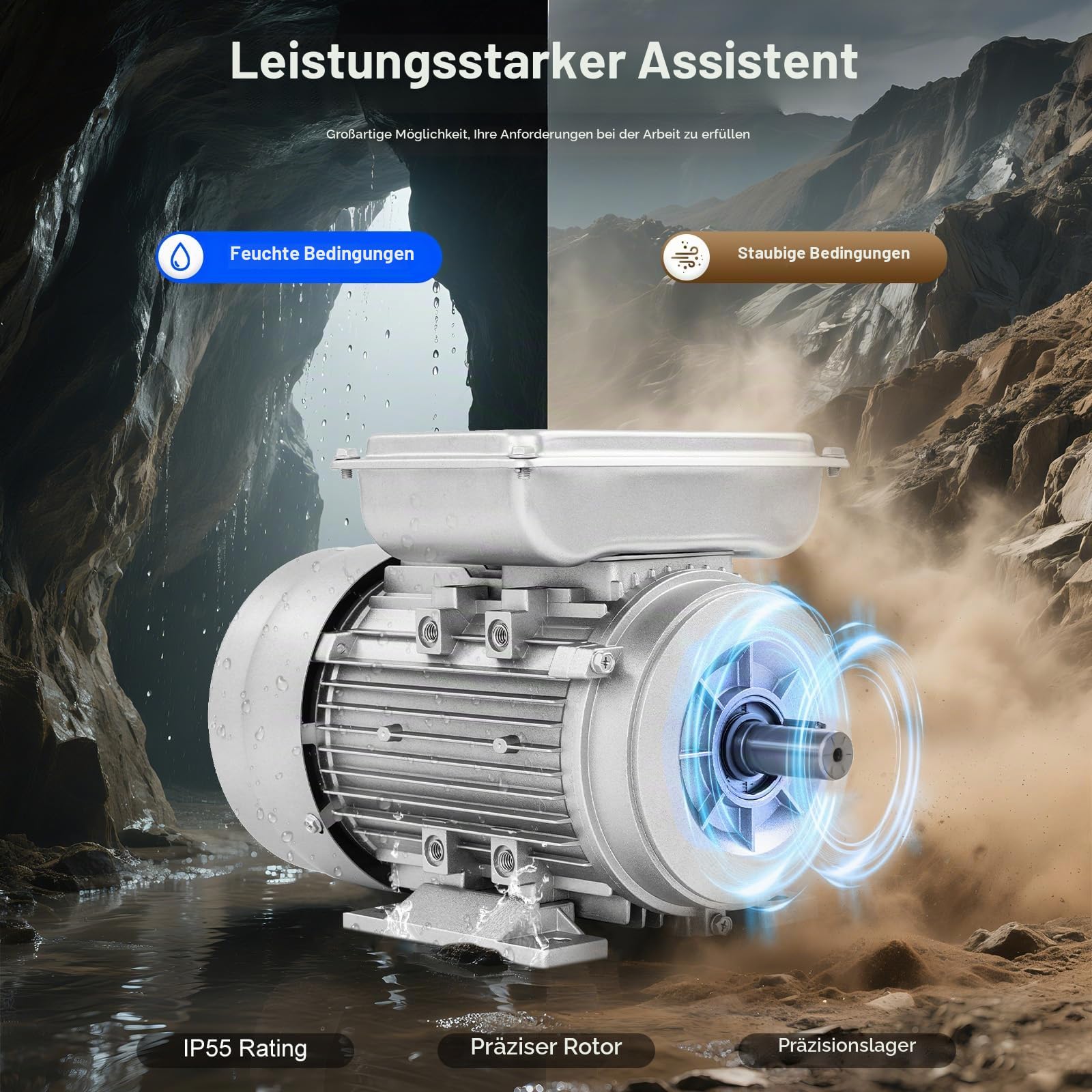 Elektromotor, Einphasen-Motor mit reiner Kupferspule, 750W 240V 1380U/min Asynchronmotor, Wellendurchmesser-19mm, weithin in Pumpen