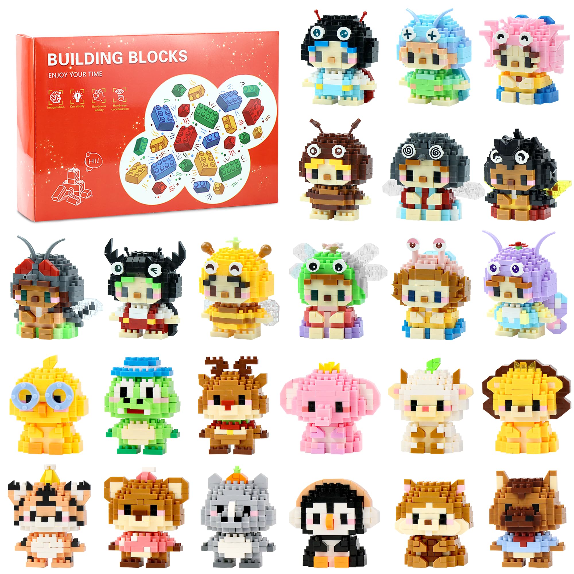 DBPBToU Calendario Avvento Mini Mattoncini Natale 2025 Per Calendario Bambini, 24 Sorprese A Calendario Avvento Kinder (Animali e Insetti
