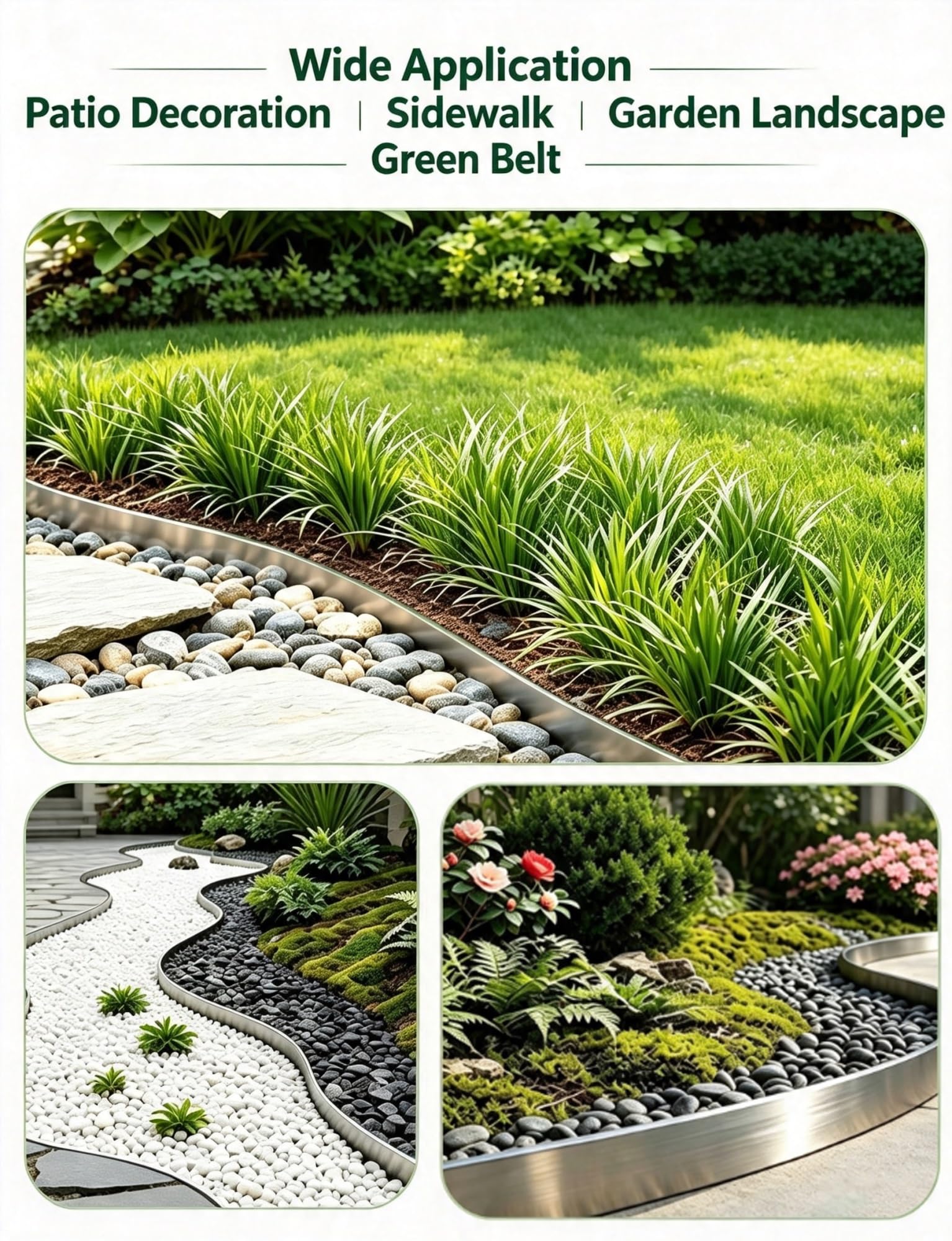 Bordure De Jardin Flexible en Acier Inoxydable for L'aménagement Paysager(W5xh15cm/2x5.9in)