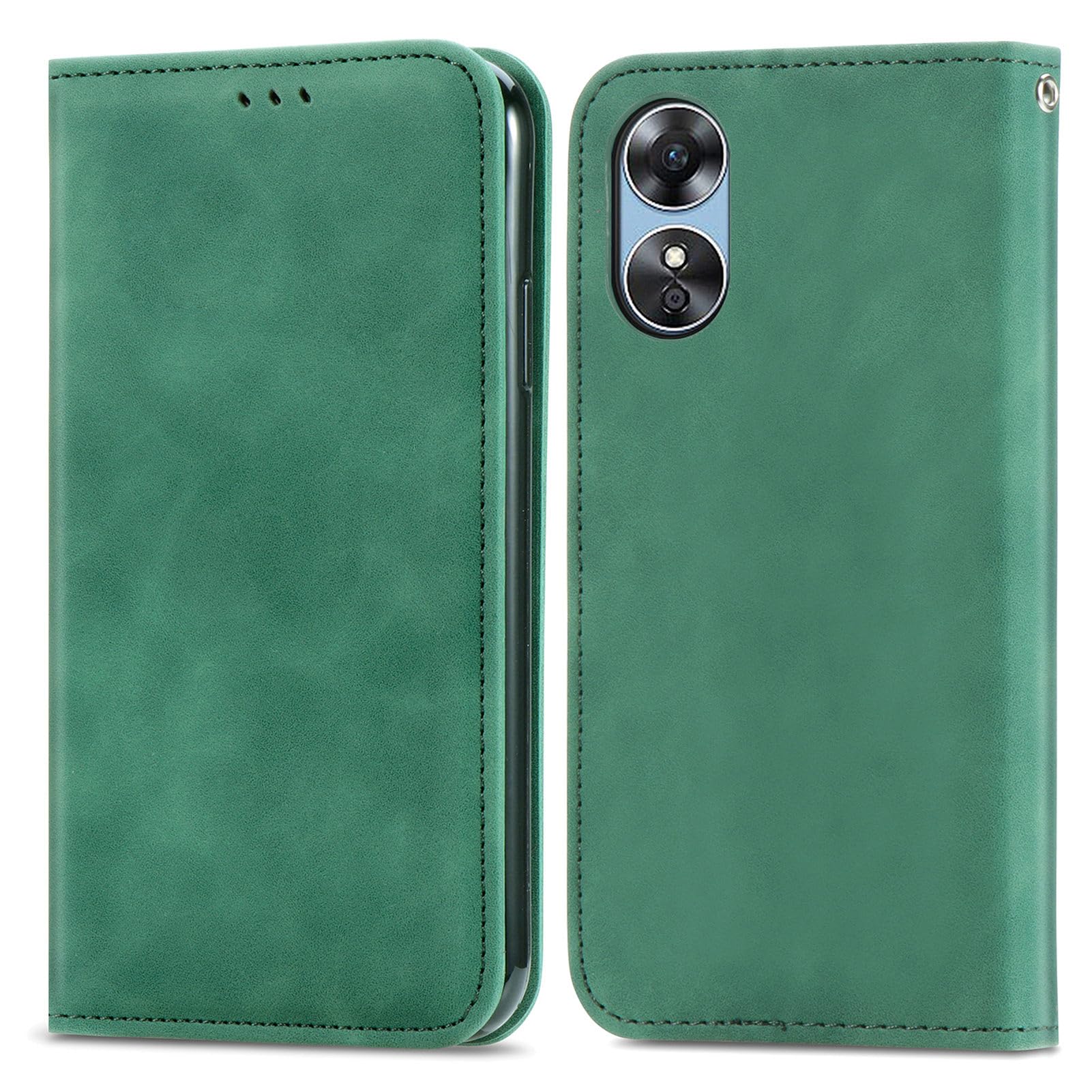 RankOne Custodia in Pelle per OPPO A5X (6.67 Inches), Cover a Portafoglio con 3 Fessure per Carte 1 Tasca Portamonete Motivo Quadrifoglio - Rosso