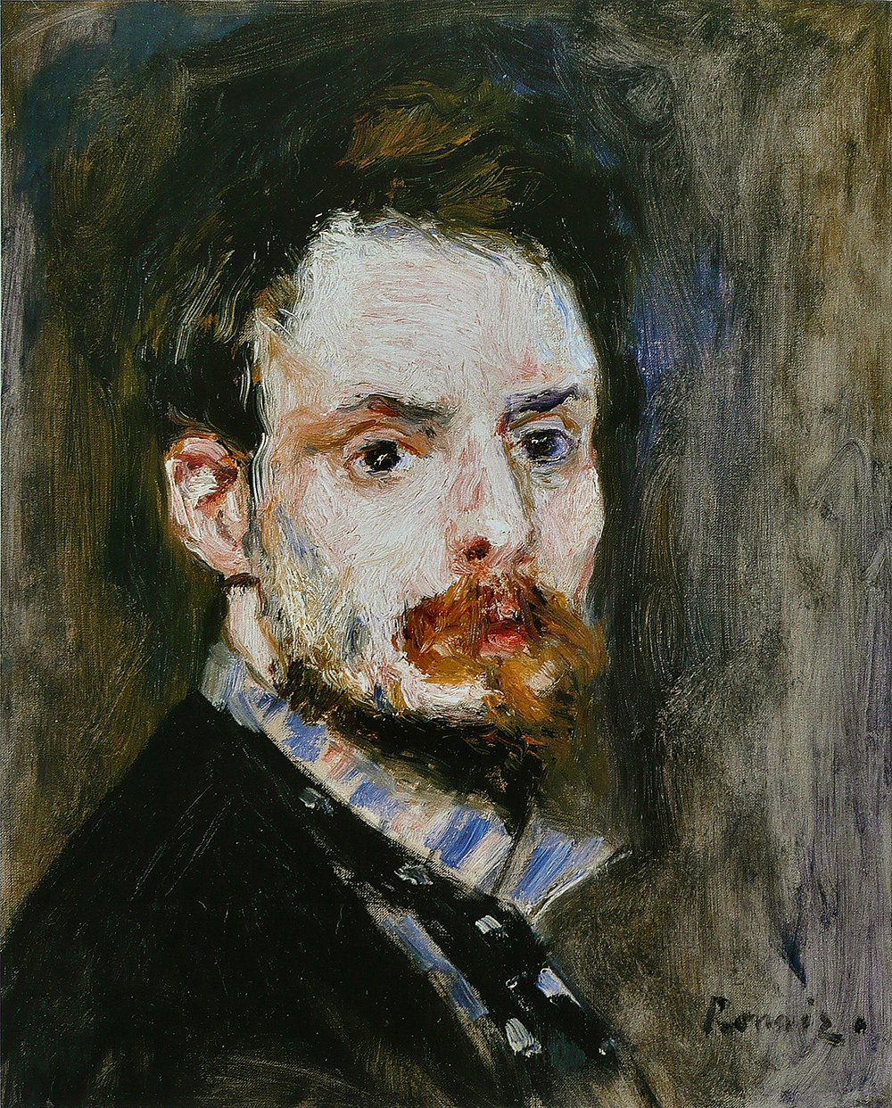 Tableau Renoir Autoportrait 1875 cadre marron affiche XXL grand format