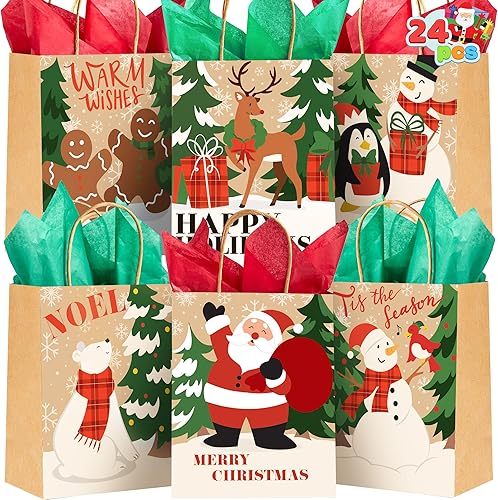 Miniatura 8 de 24 bolsas de regalo, bolsas de papel kraft, bolsas de regalo con personajes de Navidad para Navidad, regalos de fiesta, regalos de vacaciones,