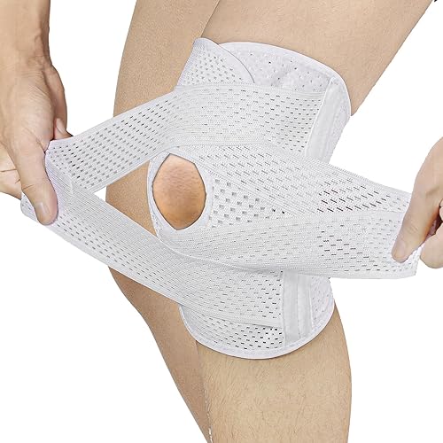 Rodillera para dolor de rodilla y lesiones de ligamentos, manga de compresión de rodilla con correas de tensión duales, soporte ajustable para