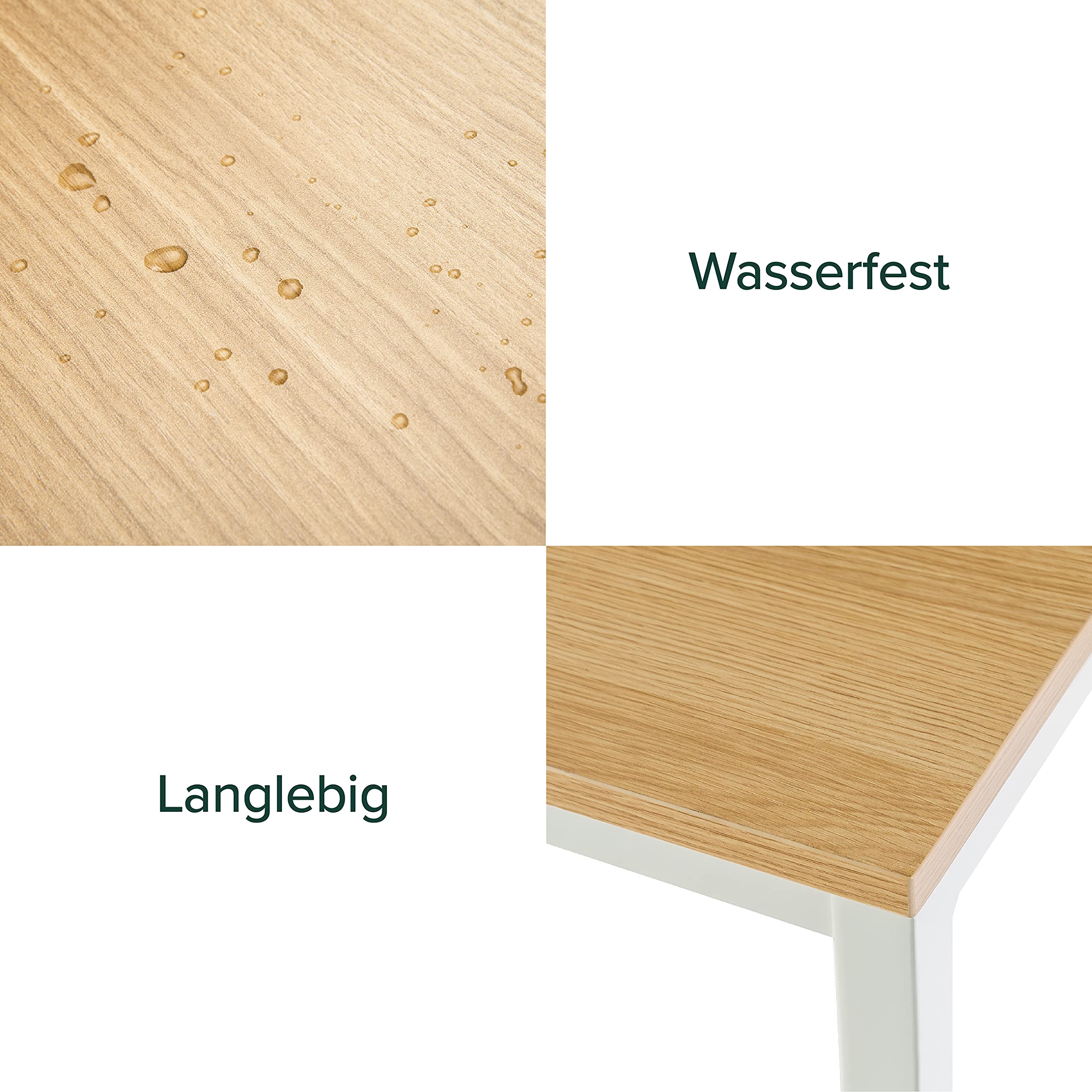 Zinus Jennifer Mesa Escritorio 160x60 cm - Altura 74 cm - Mesa Oficina Grande y Moderno - Metal y Madera - Montaje - Marrón y Blanco