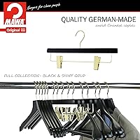 Vista 5 de MAWA by Reston Lloyd, Percha de madera europea, percha de madera de haya con clips ajustables para pantalones, gancho dorado giratorio, acabado