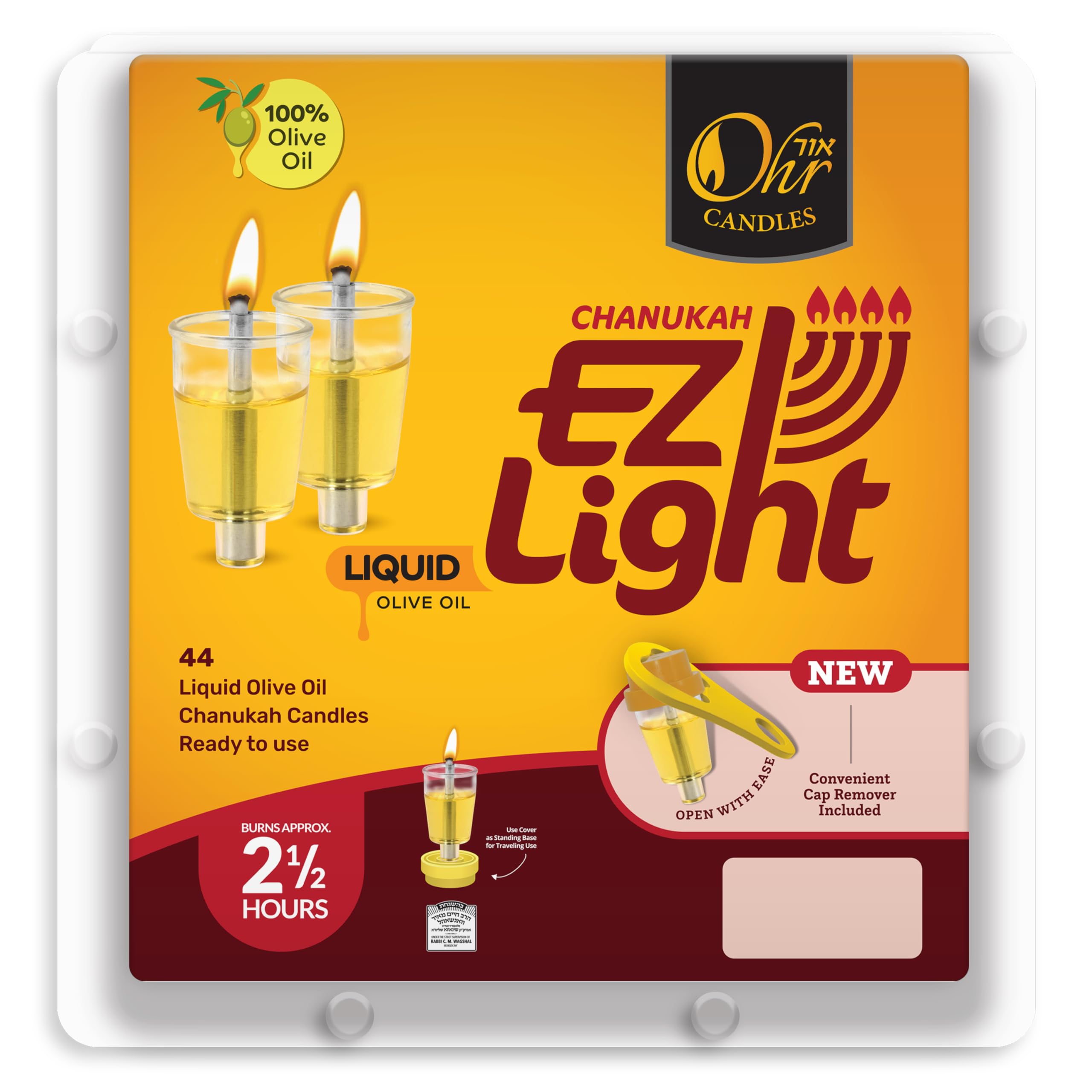 Amazon.com: OHR CANDLES Pre - Filled Menorah Oil Cup Candles