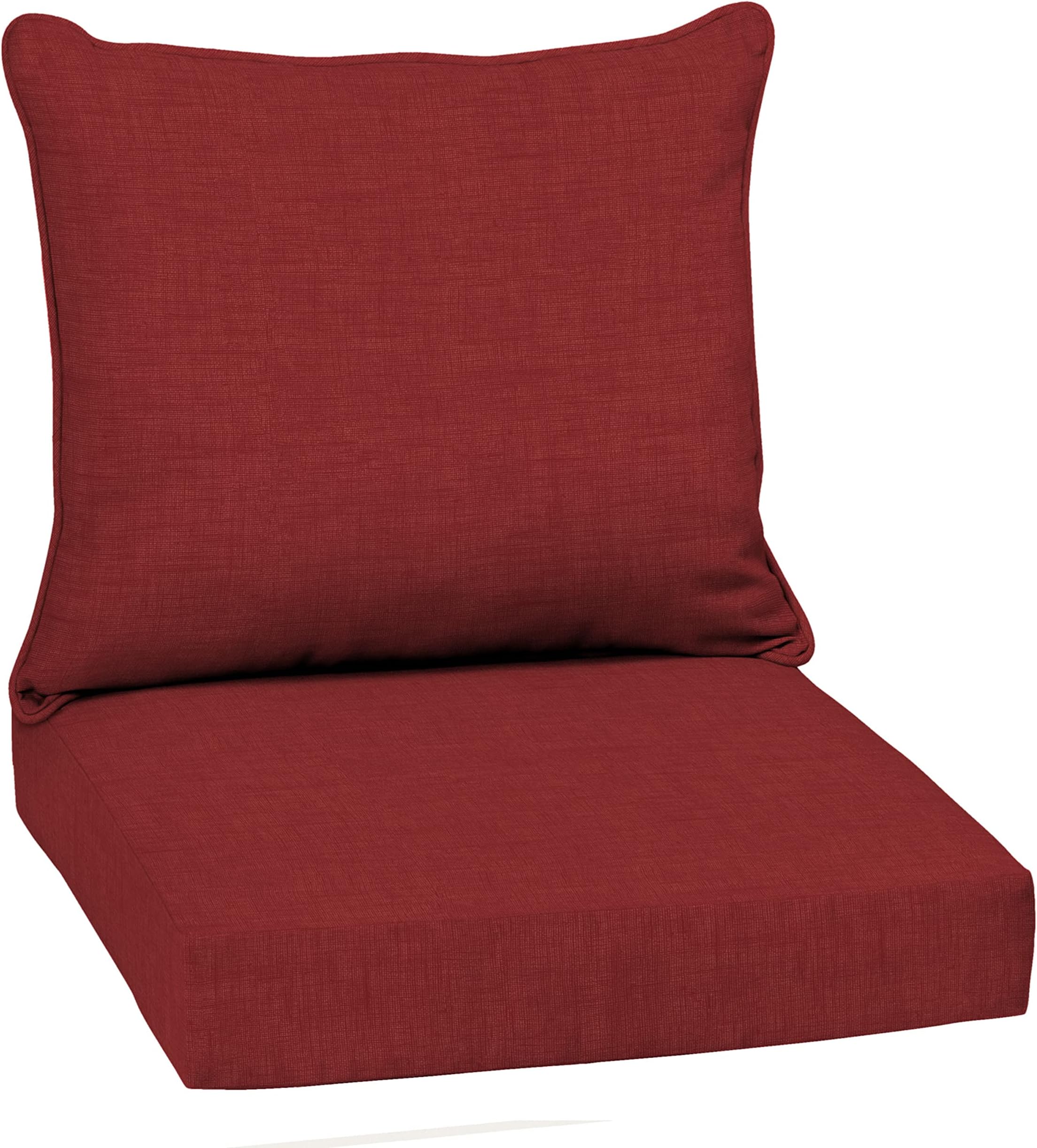 Arden Outdoor Deep Seat Cushion Set, 22 in x 24 in, Weather-Proof, Rain-Proof, Fade Resistant Patio Cushion Ruby Red Leala