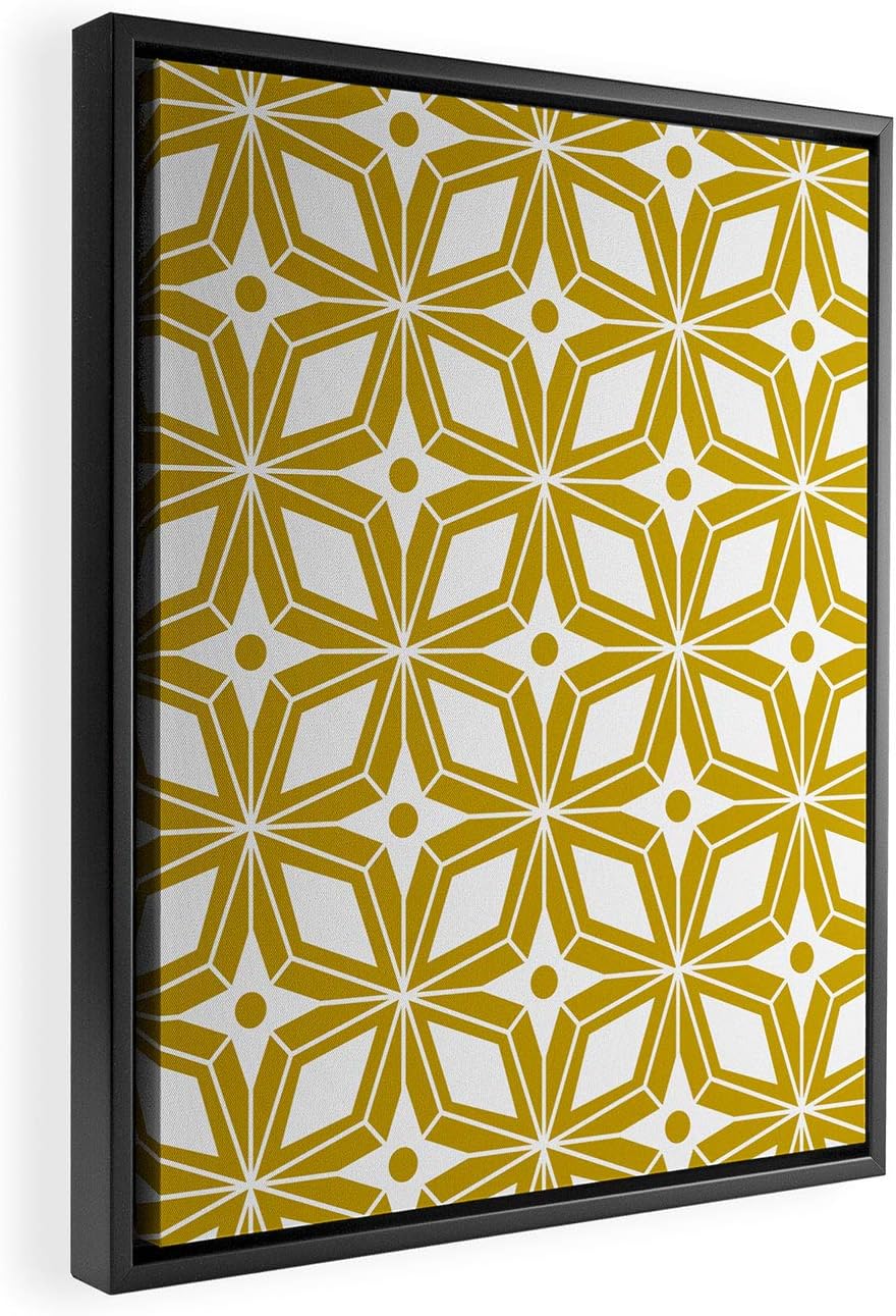 Deny Designs Heather Dutton Starbust Gold Black Framed Art Canvas, 8" x 10"