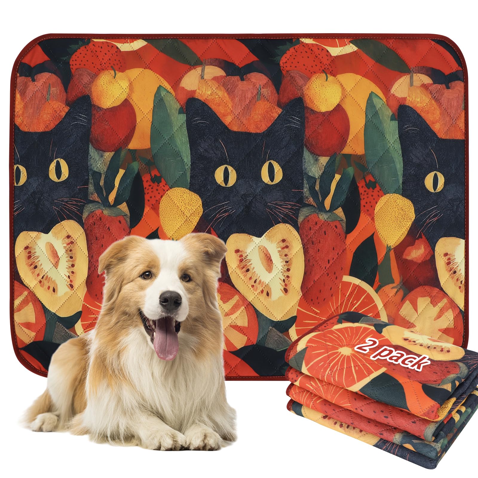 BVAGSS 2 Pezzi Tappetini Assorbenti per Cani, Tappeti Lavabili Riutilizzabili, Antiscivolo, Alta Assorbenza Addestramento traversine per cani XH081 (90x104cm,Cat)