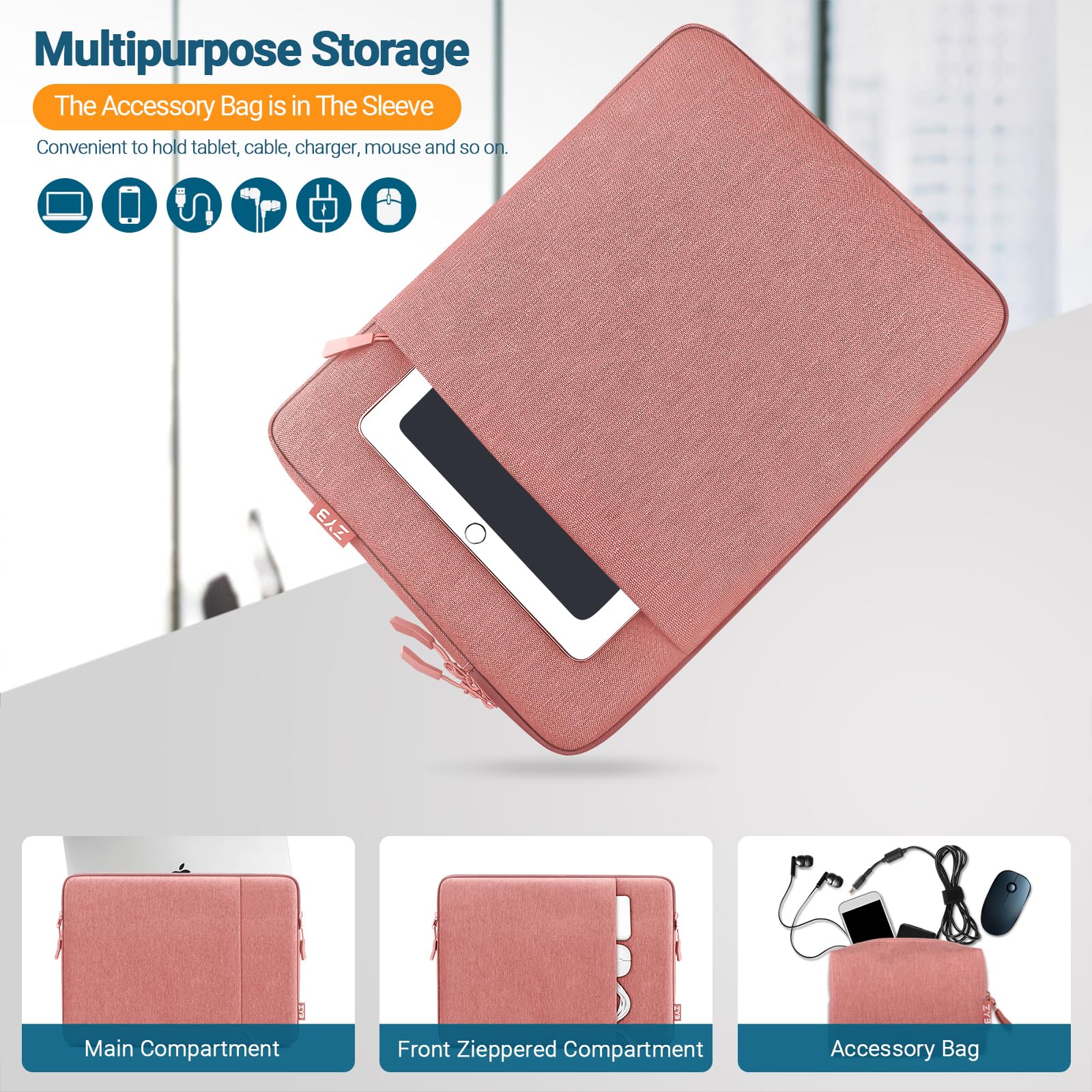 ZYB Custodie PC 15-15,6 Pollici Portatile, Custodia Computer Notebook 15.6 Pollici per 15.6 Laptop Lenovo Thinkpad Ideapad HP Dell Acer ASUS Chromebook 2019-2025 Mac Pro 16 M4 M3 M2 M1 Borsa-Rosa