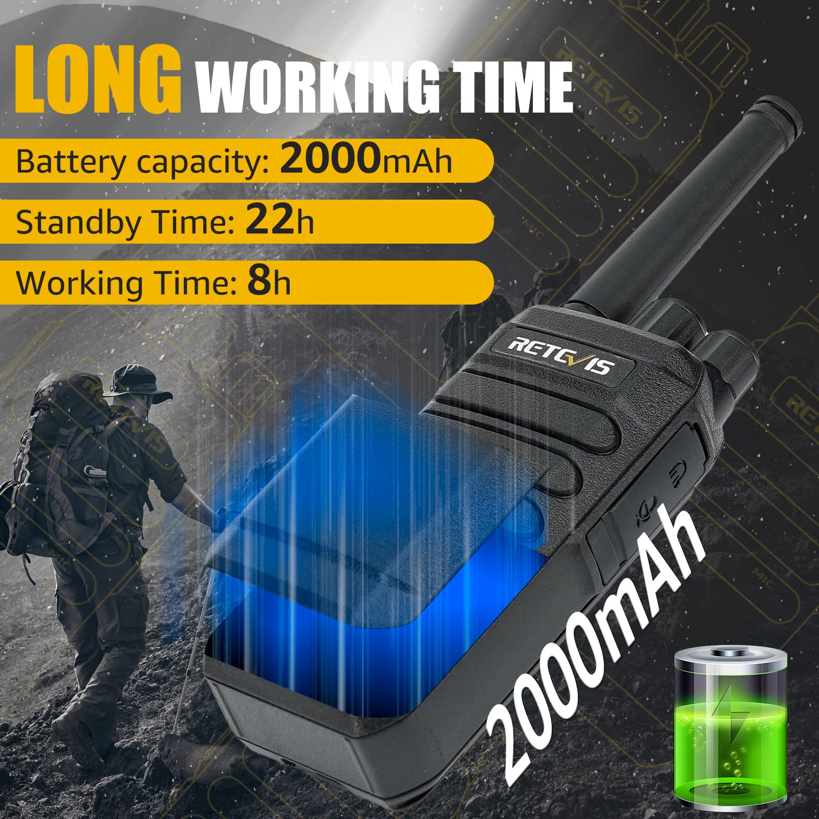 Retvis RT40 Digital DMR Walkie Talkie, PMR446 Free Free 2 Way Radio, 2000Mah, VOX, 48 kanałów cyfrowe/analogowe Walkie Talkie dla rodziny, podróży (czarny, 1PCS)