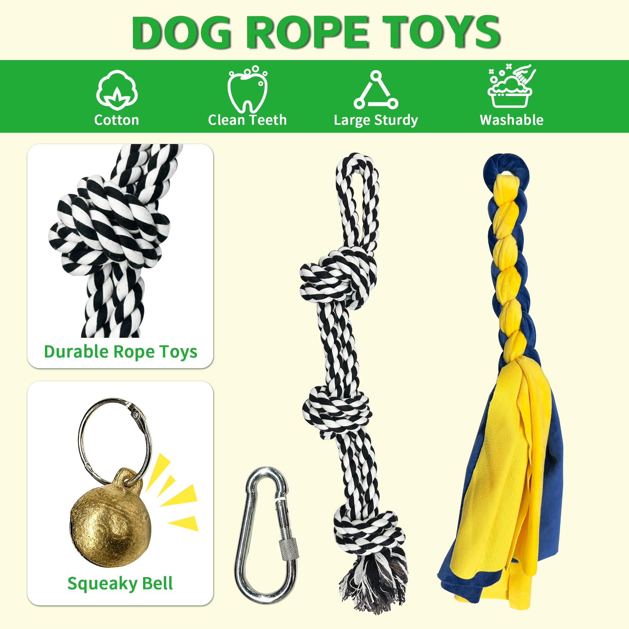 Tether Tug - Juguete para perros al aire libre, juguete de ejercicio para perros con cuerda y campana para perros grandes y medianos, altura ajustable