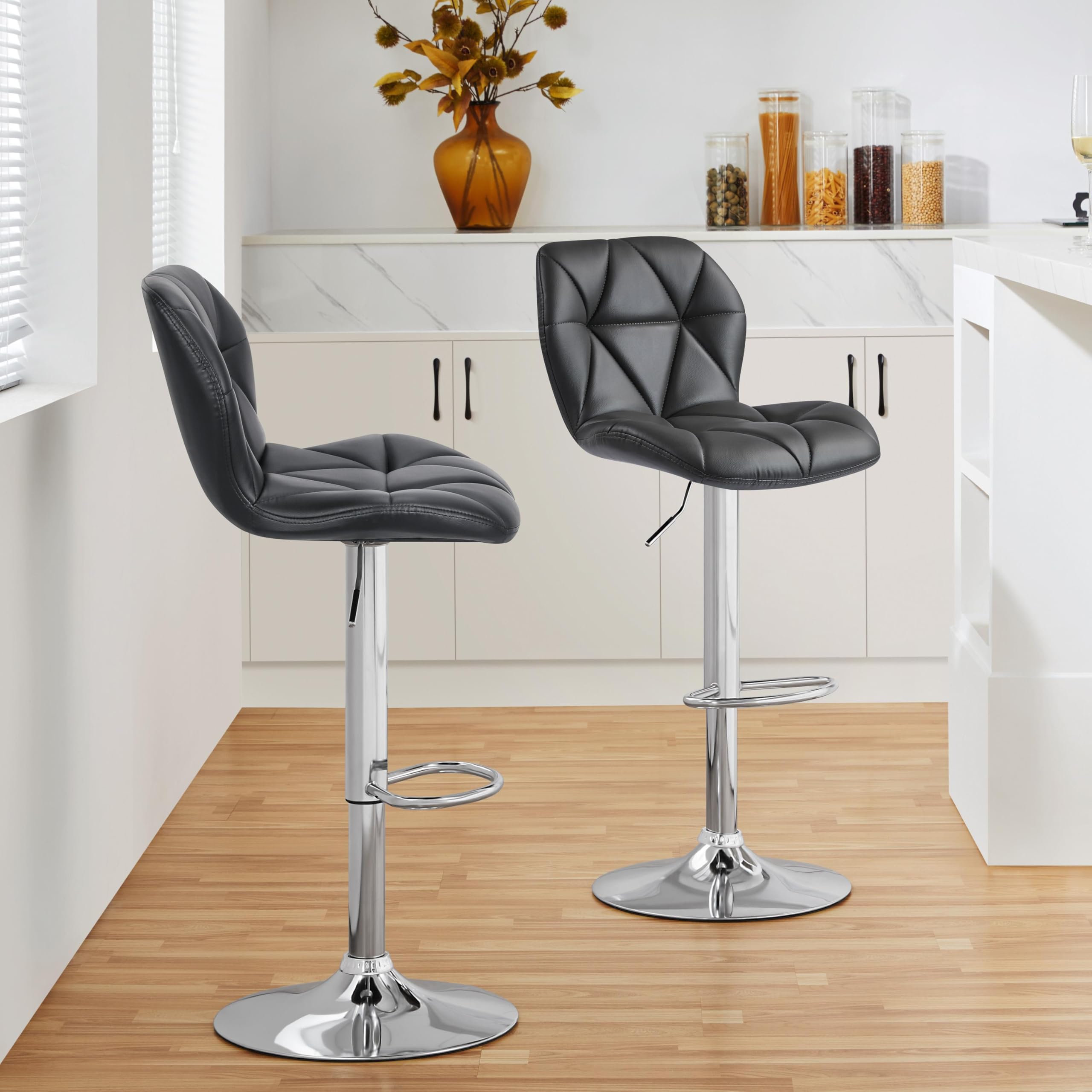 Amazon.com: Yaheetech Gray Barstools Set of 2, PU Leather Bar