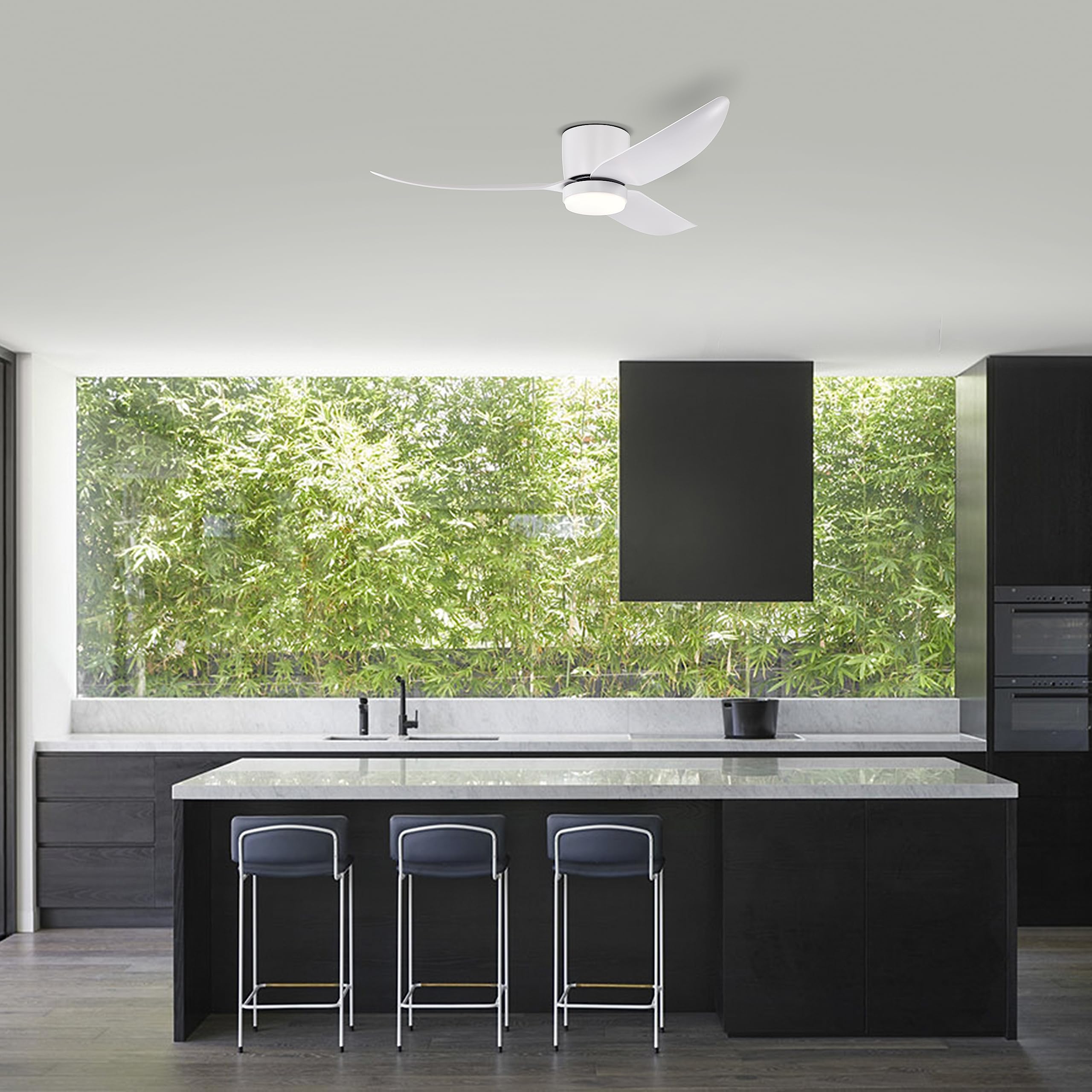 Duckbeer 50" 3-Blade Ceiling Fan with Light, Remote Control 3 Color Temperature Ceiling Fan Light for Living Room Or Bedroom (Matte White).