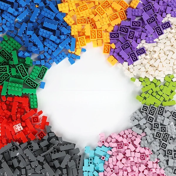 Building Bricks, 1000 Pieces Classic Bulk Building Blocks with 3 Baseplates Building Bricks Set Compatible with All Major Brands Creative Building Toys for Kids 6 7 8 9 10 11 12 Years Old, 12 Color