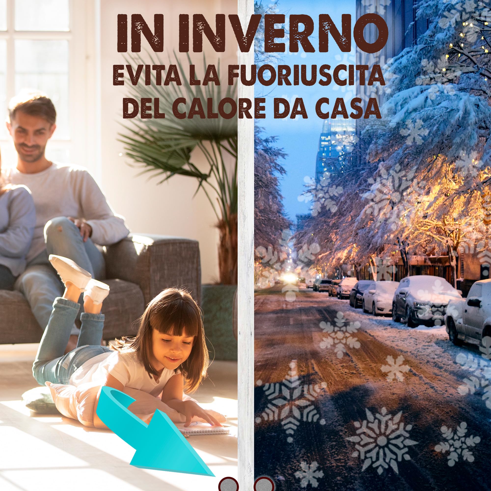 Paraspifferi Sottoporta per Porte Interne ed Esterne da 5,5 cm di Spessore e Lunghezza di 92 cm | Guarnizione Insonorizzante per Spifferi Porta Ingresso (1x Marrone)