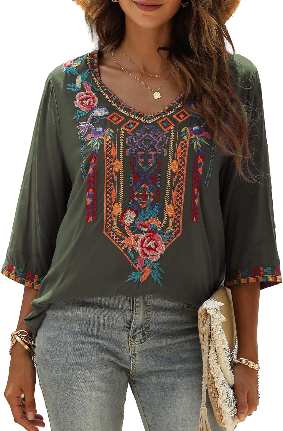 v neck peasant top