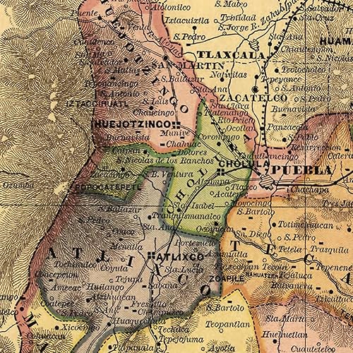 Miniatura 8 de Mapa del Estado Libre y Soberano de Puebla de Atlas Mexicano circa 1884 - medidas 24.016 in x 30.000 in