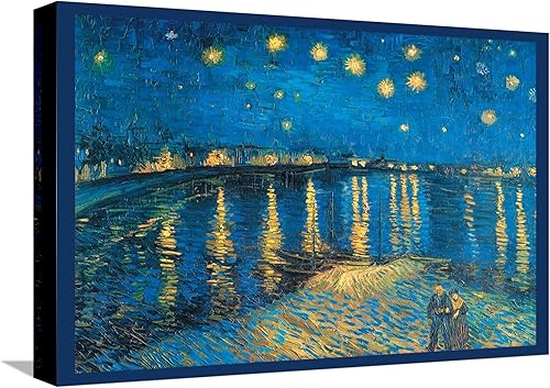 ART.COM Lienzo decorativo para pared, diseño de Noche en el Ródano, de Vincent van Gogh, decoración escénica, 18 x 12 pulgadas
