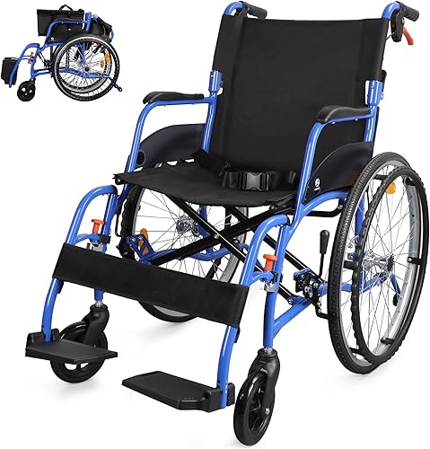 Miniatura 13 de Sillas de ruedas para adultos, WHLICKS 2025 Silla de ruedas de transporte premium cómoda, ligera y plegable, 25 lb Silla de transferencia portátil