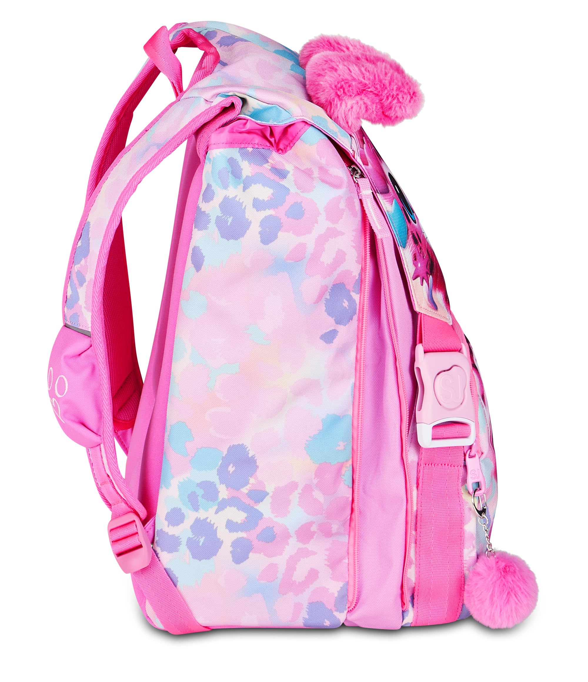 SJ GANG STYLE JAM GANG Zaino Scuola Estensibile Big HEART BUDDY GIRL, Rosa, 24 L, Zip laterali, Orecchie gatto morbide sollevabili, Tasca portaborraccia, Scuola elementare e media, Bambina, Ragazza