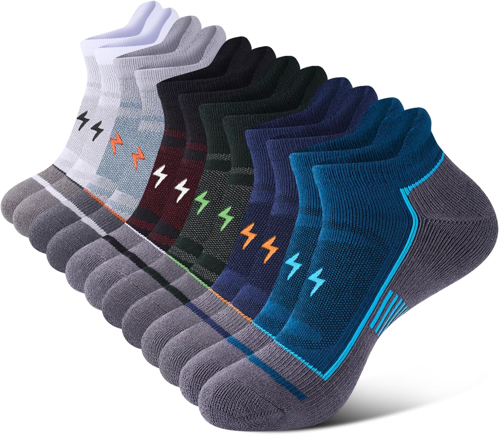 Cushioned Running Socks, Ankle Trainer Socks for Men & Women, Anti-Blister & Sweat Wicking, Breathable Cotton sock for Sports, Gym, Walking and Daily, 6 Pairs