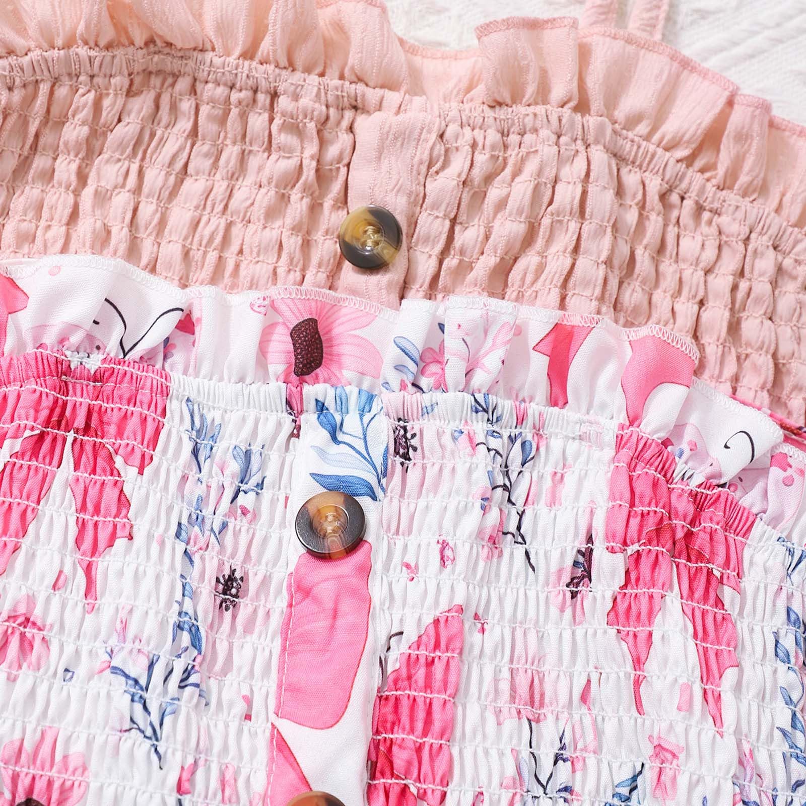 Conjunto de Dos Piezas con Botones y Estampado Floral de Verano para niñas, Ropa de Juego Informal, Top y pantalón Corto a Juego, algodón Transpirable, Tallas 0-3 años.