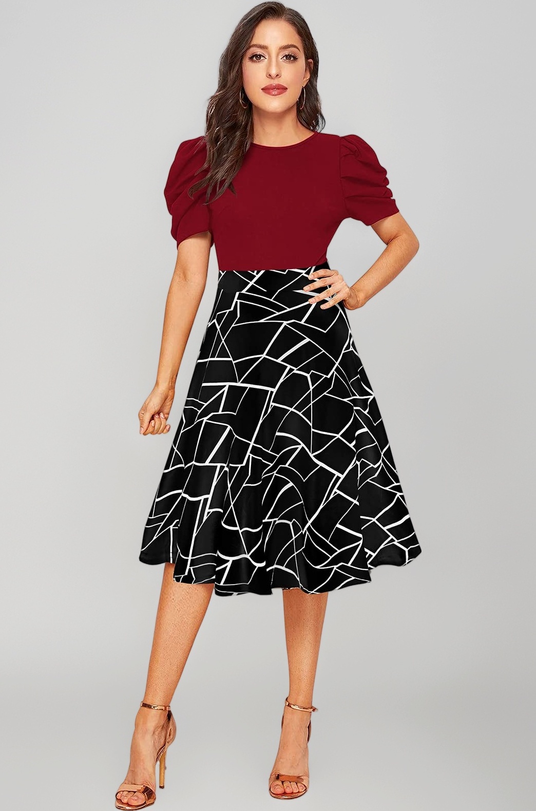 ILLI LONDON Women's A-LINE Knee Length Dress