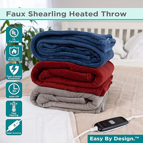 Miniatura 8 de BLACK+DECKER Manta térmica, 50 x 60 pulgadas, piel de oveja sintética, 4 ajustes de calor, apagado automático de 3 horas, lavable a máquina,