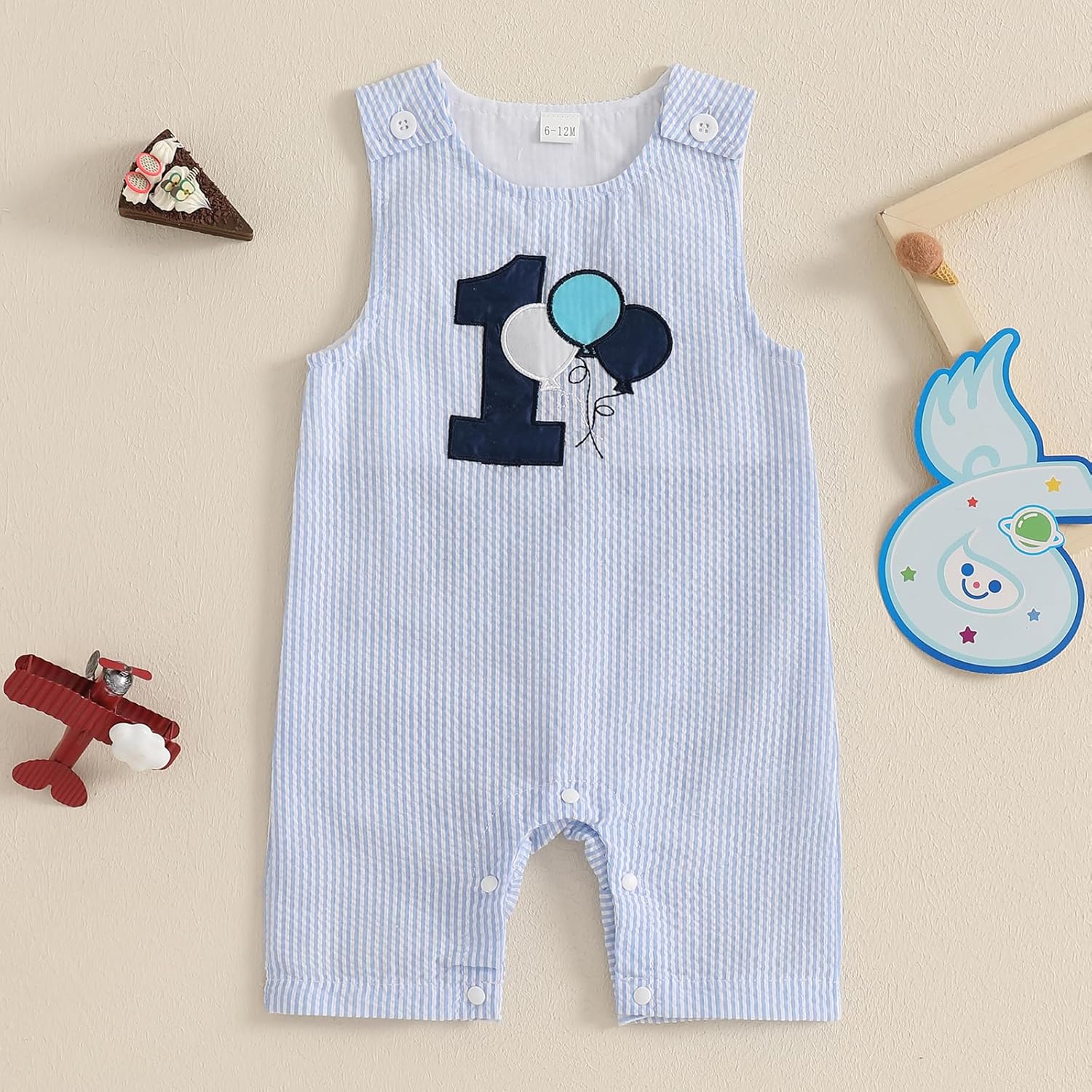 Baby Boy Birthday Outfit Sleeveless 1st Embroidery Birthday Romper Jumpsuit Cute One Piece Cake Smash Outfits - Image 3