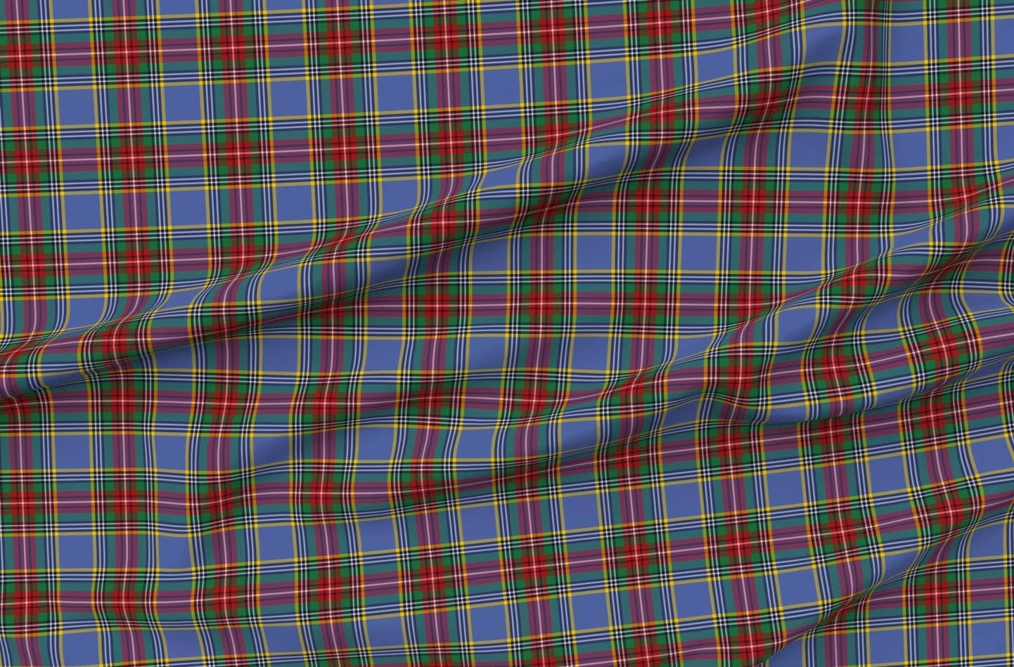 Spoonflower Fabric - Tartan Plaid Scottish Blue Red Yellow Black Printed on Petal Signature Cotton Fabric Fat Quarter - Sewing Quilting Apparel Crafts Decor