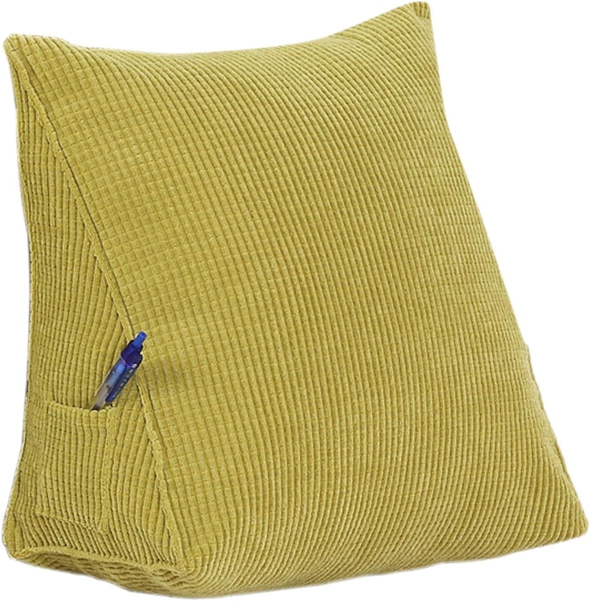 EONSHINE Fluffy Soft Down Alternative Filled Triangle Wedge Cushion Pillow for Bed Sofa Backrest Reading, Corduroy, Pack of 1 (23x20x11.8, Green)