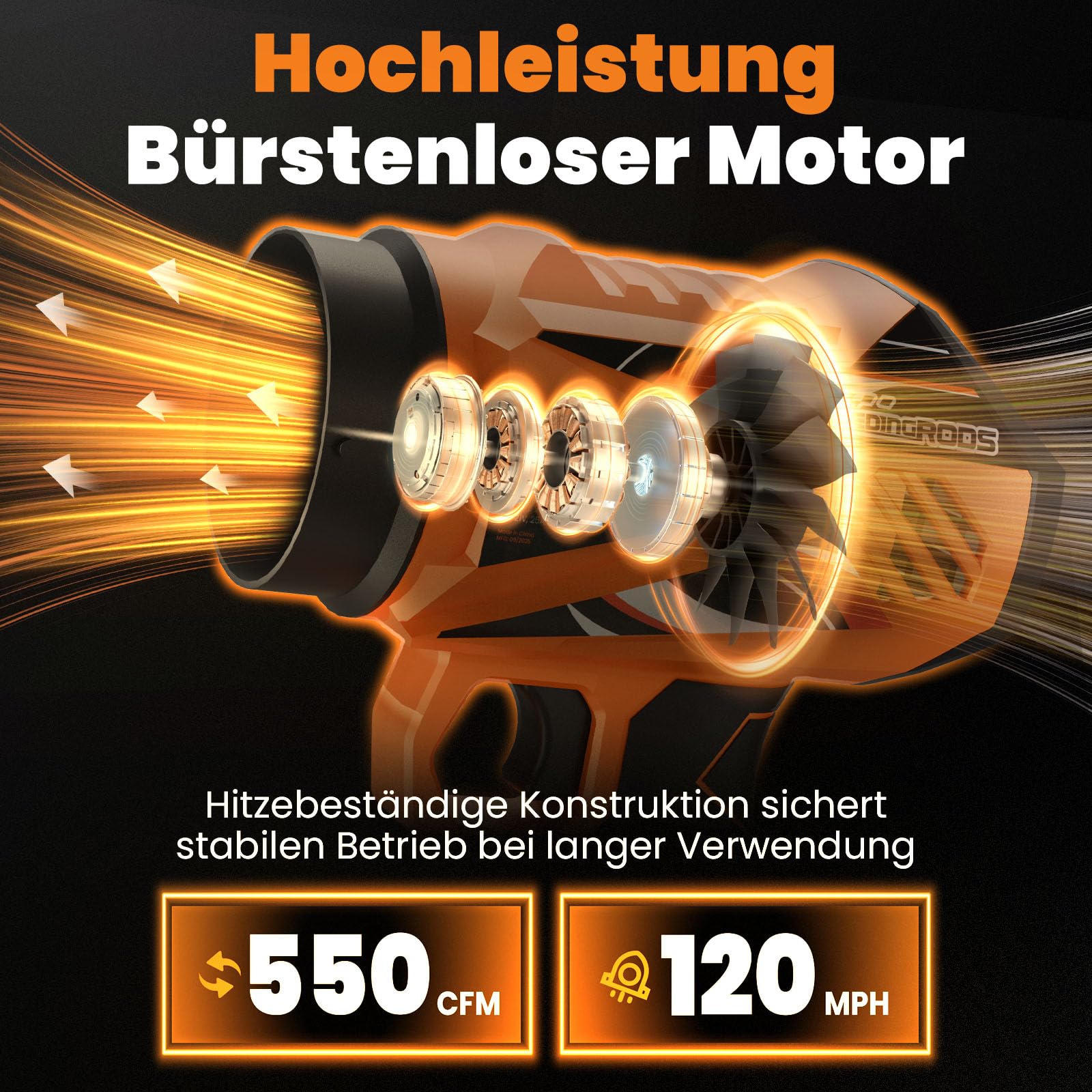 maXpeedingrods Soplador de hojas inalámbrico, motor sin escobillas 1,35 kg | con 2 baterías de 4,0 Ah, 193 km/h y 934 m³/h, 3 boquillas, transmisión continua, soplador de hojas inalámbrico portátil